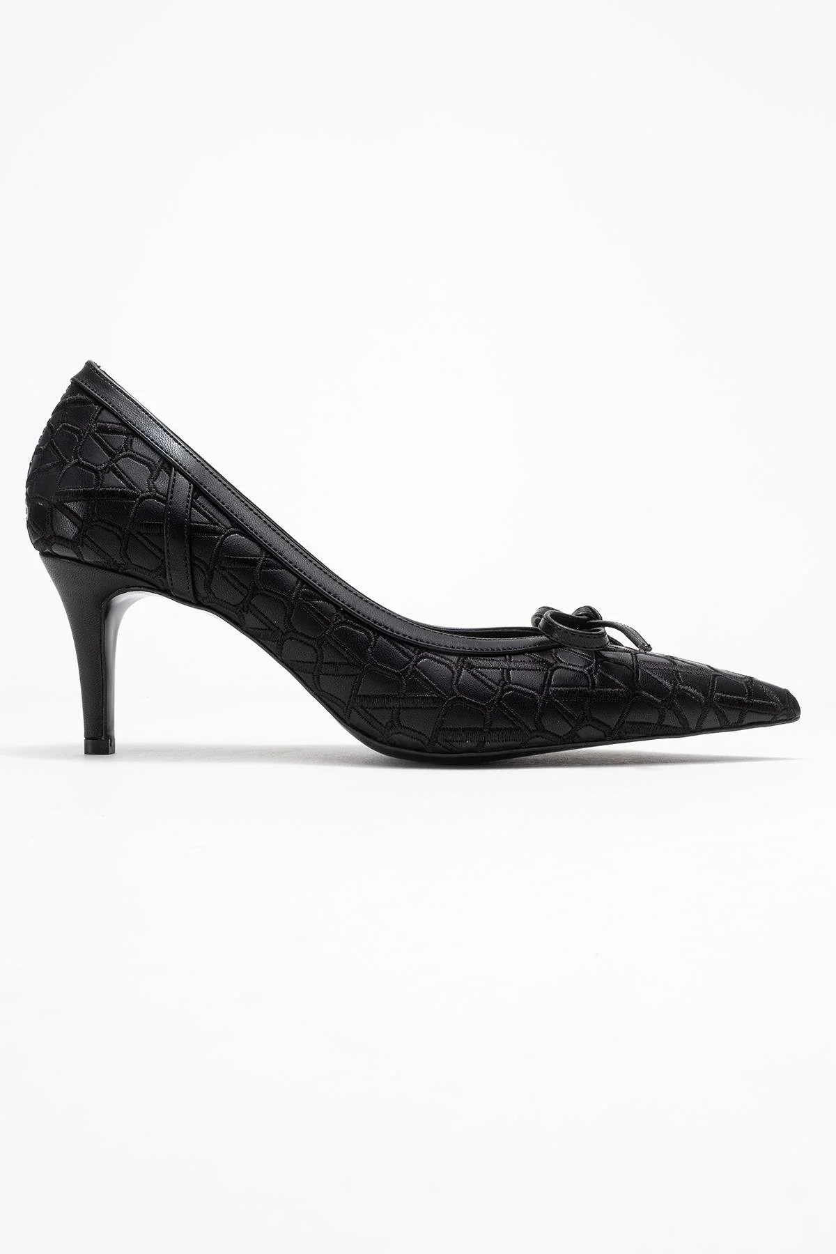 Camden - Black Patterned Bow Pump (Women) - Image 6
