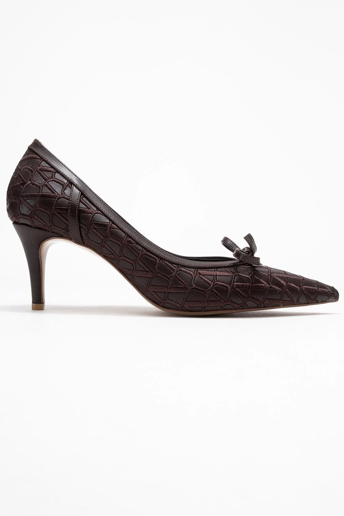 Camden - Brown Patterned Bow Pump (Women) - Image 6