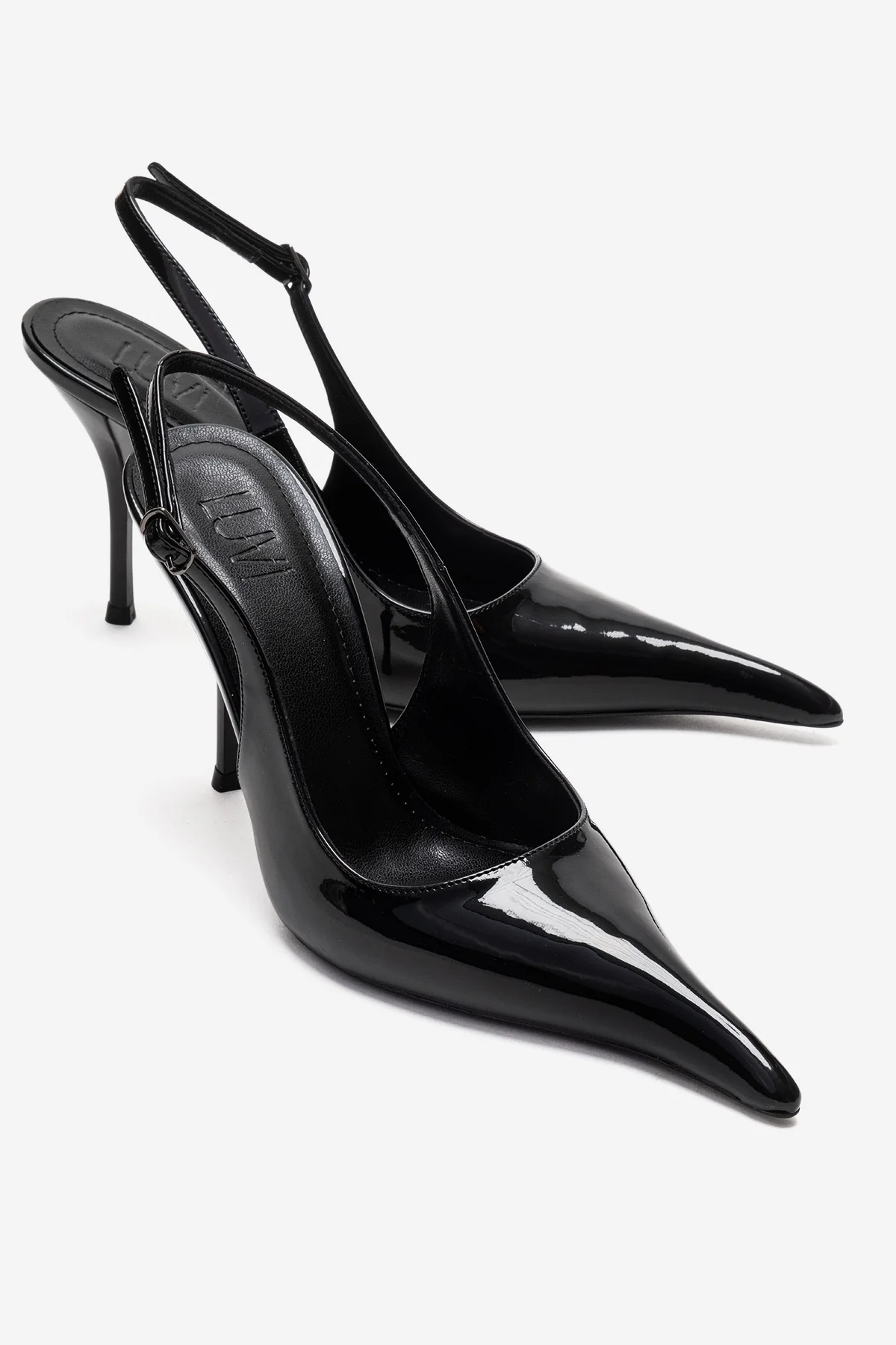CANDY - Black Pointed Toe Slingback Stiletto Pump (Women)