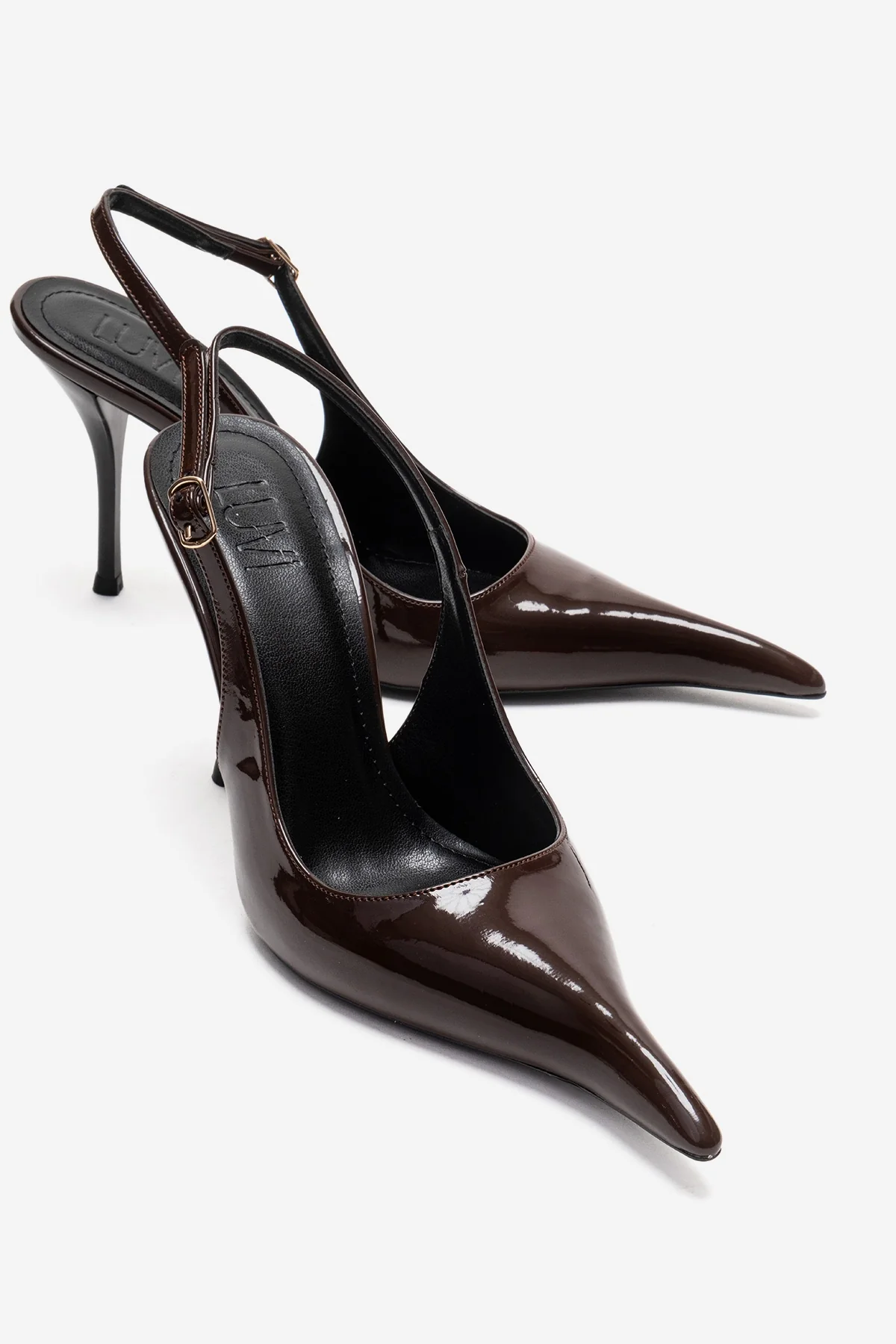 CANDY - Brown Genuine Leather Patent Pointed-Toe Stiletto Pump (Women)