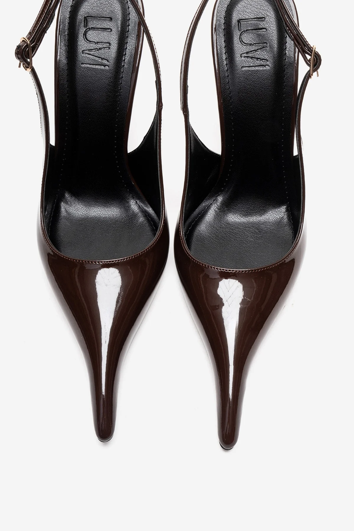 CANDY - Brown Genuine Leather Patent Pointed-Toe Stiletto Pump (Women) - Image 2