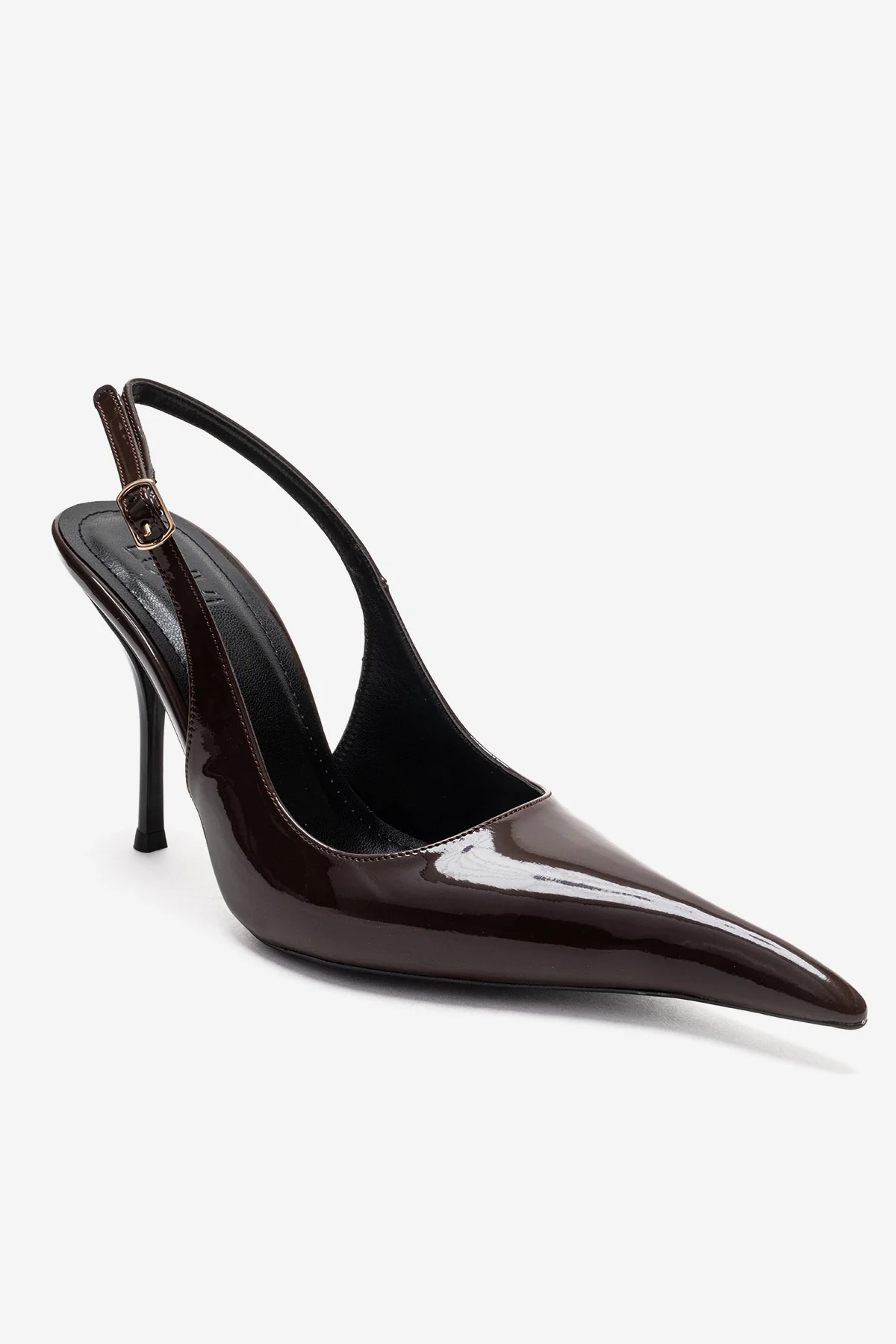 CANDY - Brown Genuine Leather Patent Pointed-Toe Stiletto Pump (Women) - Image 3
