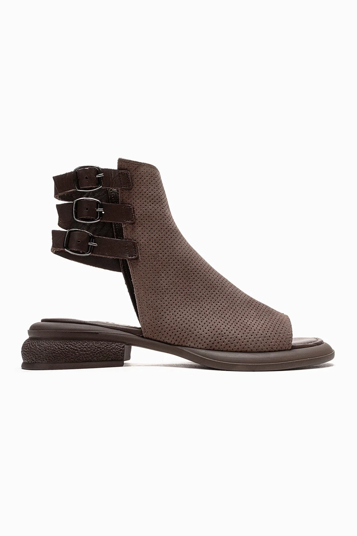 Carina - Taupe Genuine Suede Leather Side-Zip Sandal (Women) - Image 4