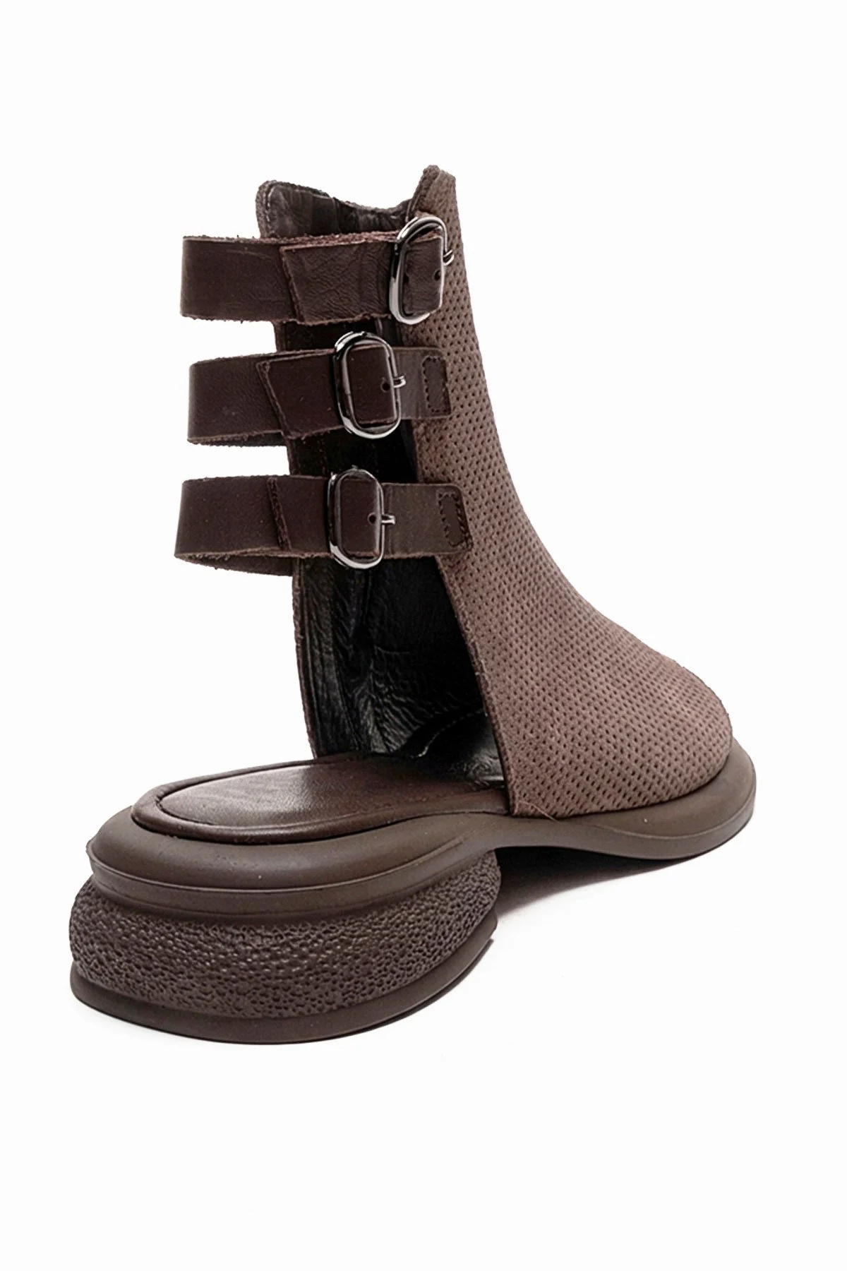 Carina - Taupe Genuine Suede Leather Side-Zip Sandal (Women) - Image 5