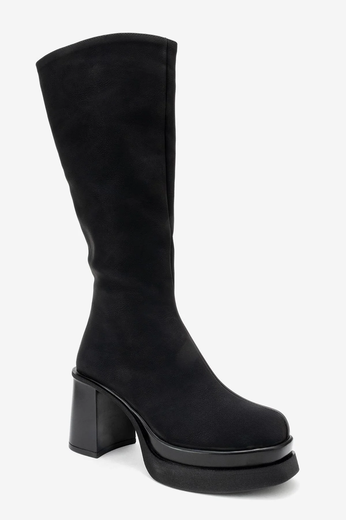 Carm - Black Nubuck Platform Heel Mid-Calf Boot (Women) - Image 3