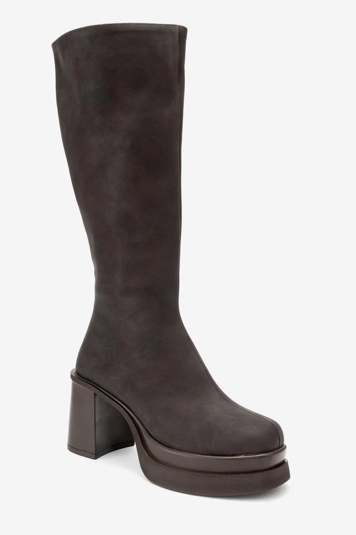 Carm - Brown Nubuck Platform Heel Mid-Calf Boot (Women) - Image 3