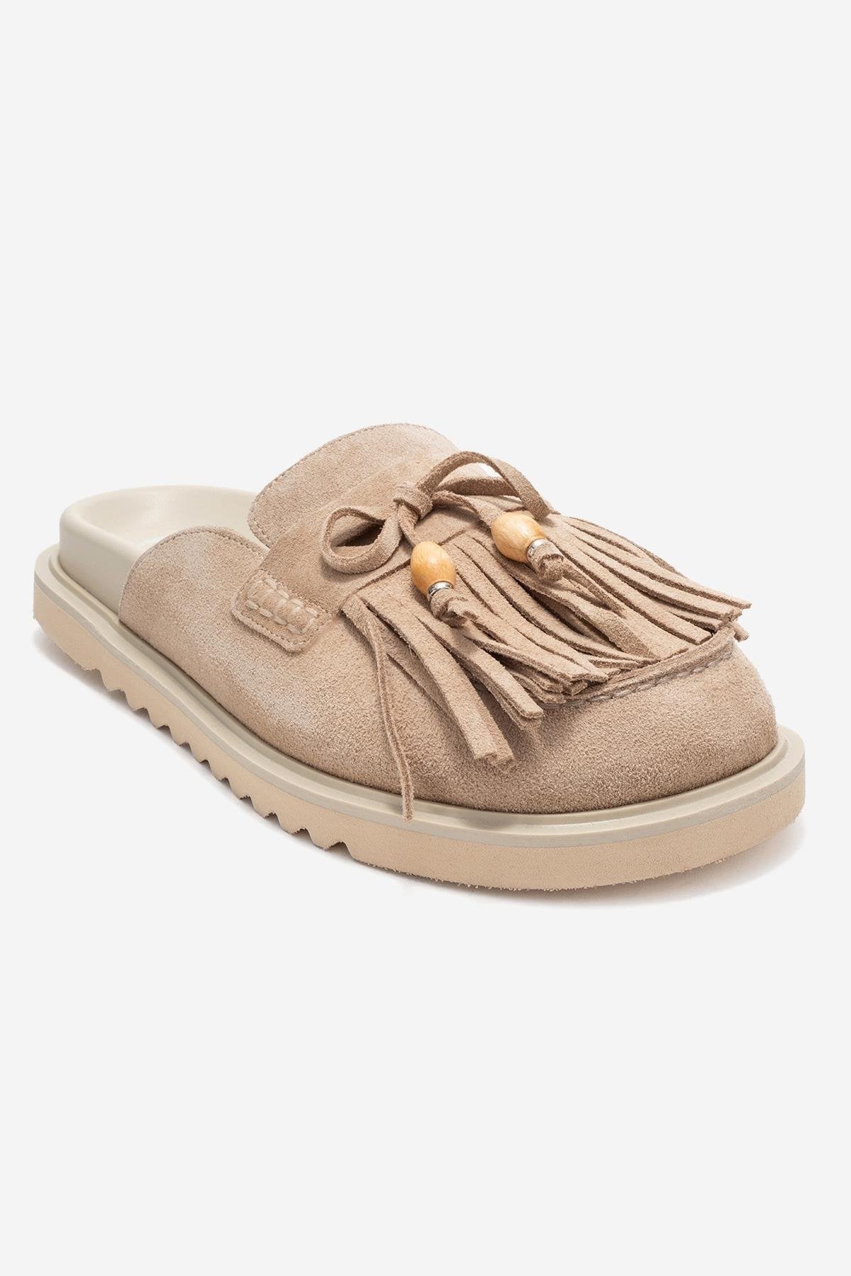 Carol - Beige Genuine Leather Closed-Toe Slipper (Women) - Image 3