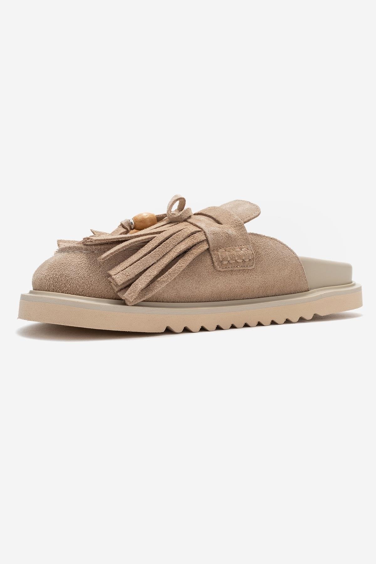 Carol - Beige Genuine Leather Closed-Toe Slipper (Women) - Image 4