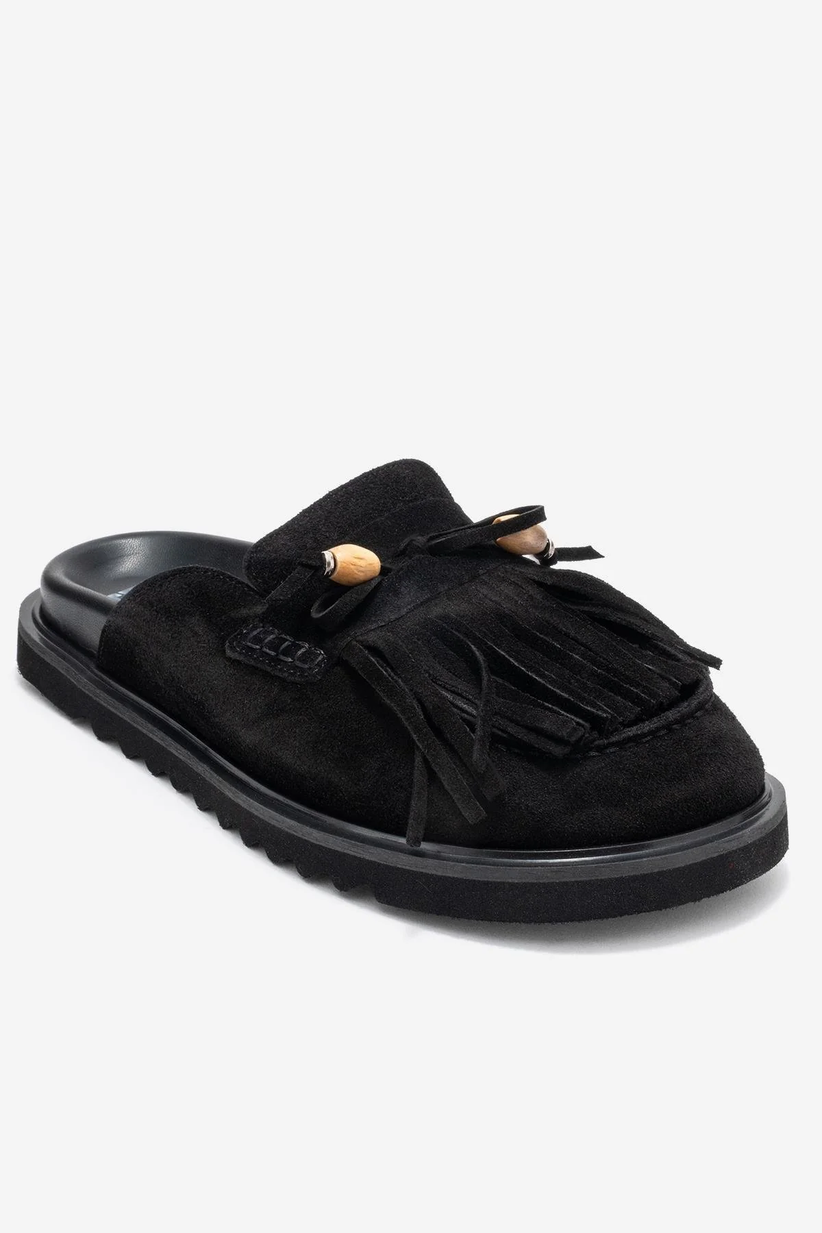 Carol - Black Genuine Leather Closed-Toe Slipper (Women) - Image 3