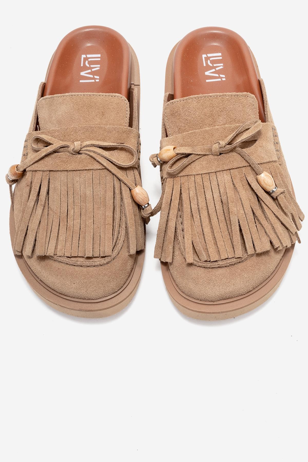 Carol - Taupe Suede Genuine Leather Closed-Toe Mule (Women) - Image 2