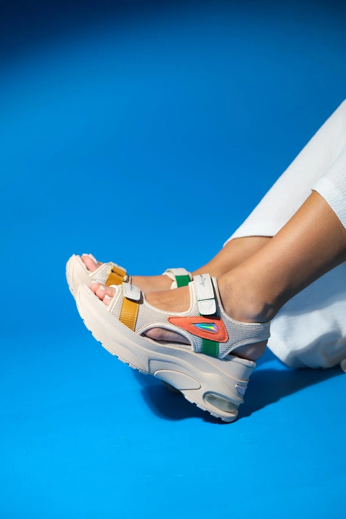 Caroline - Beige Orange Strappy Chunky Platform Sport Sandal (Women) - Image 3