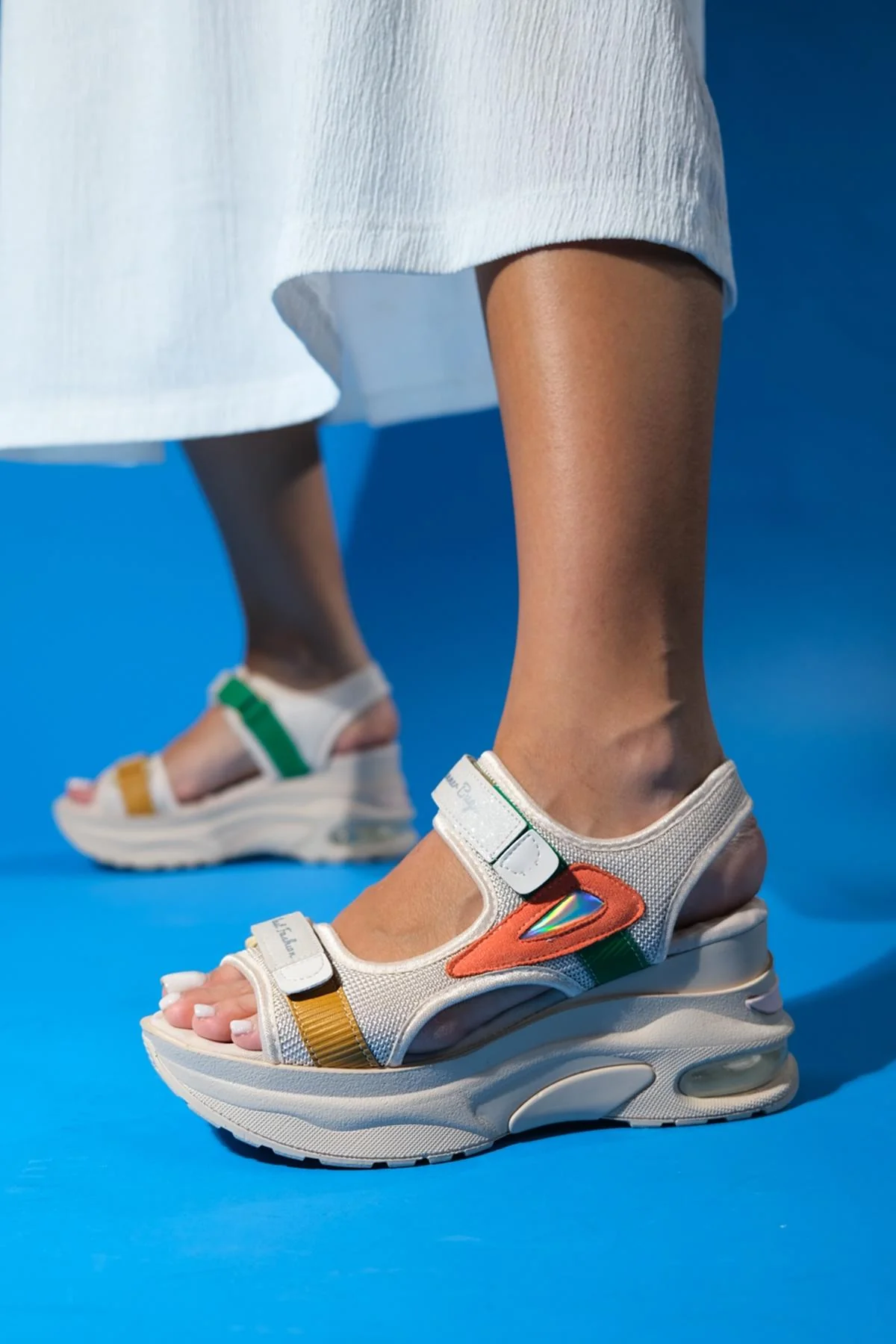 Caroline - Beige Orange Strappy Chunky Platform Sport Sandal (Women) - Image 4