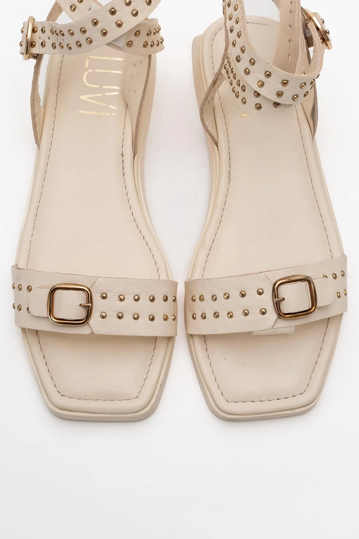 Carril - Beige Leather Sandal (Women) - Image 2