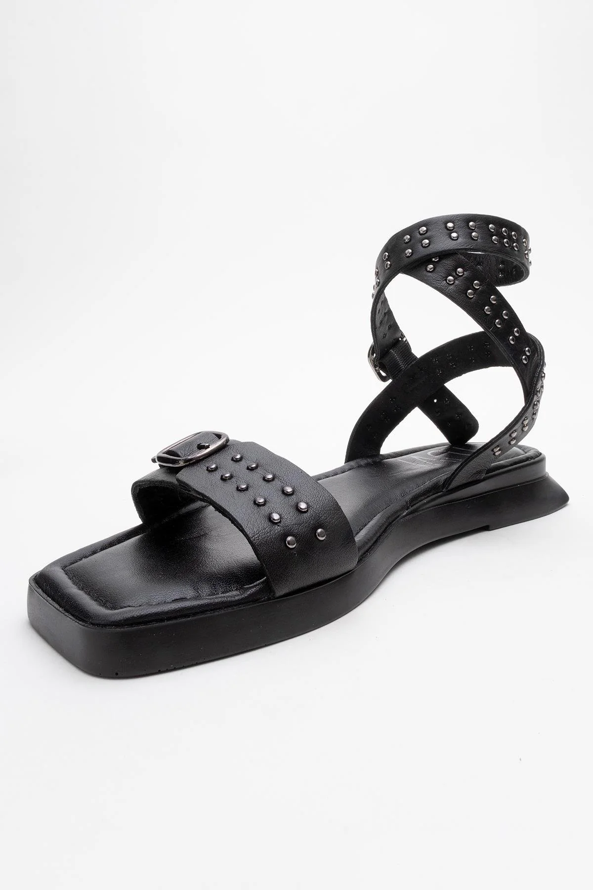Carril - Black Leather Sandal (Women) - Image 3