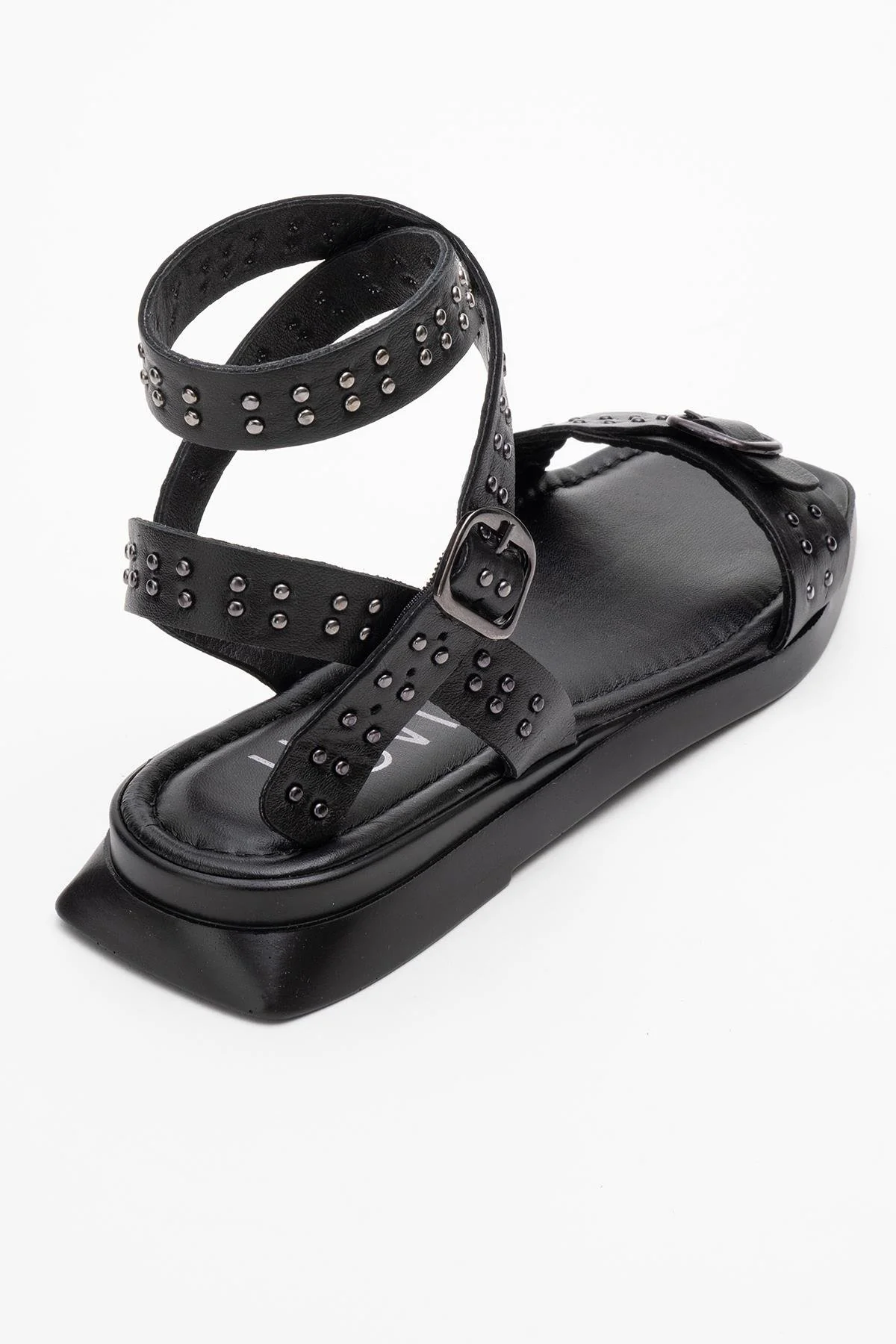 Carril - Black Leather Sandal (Women) - Image 4