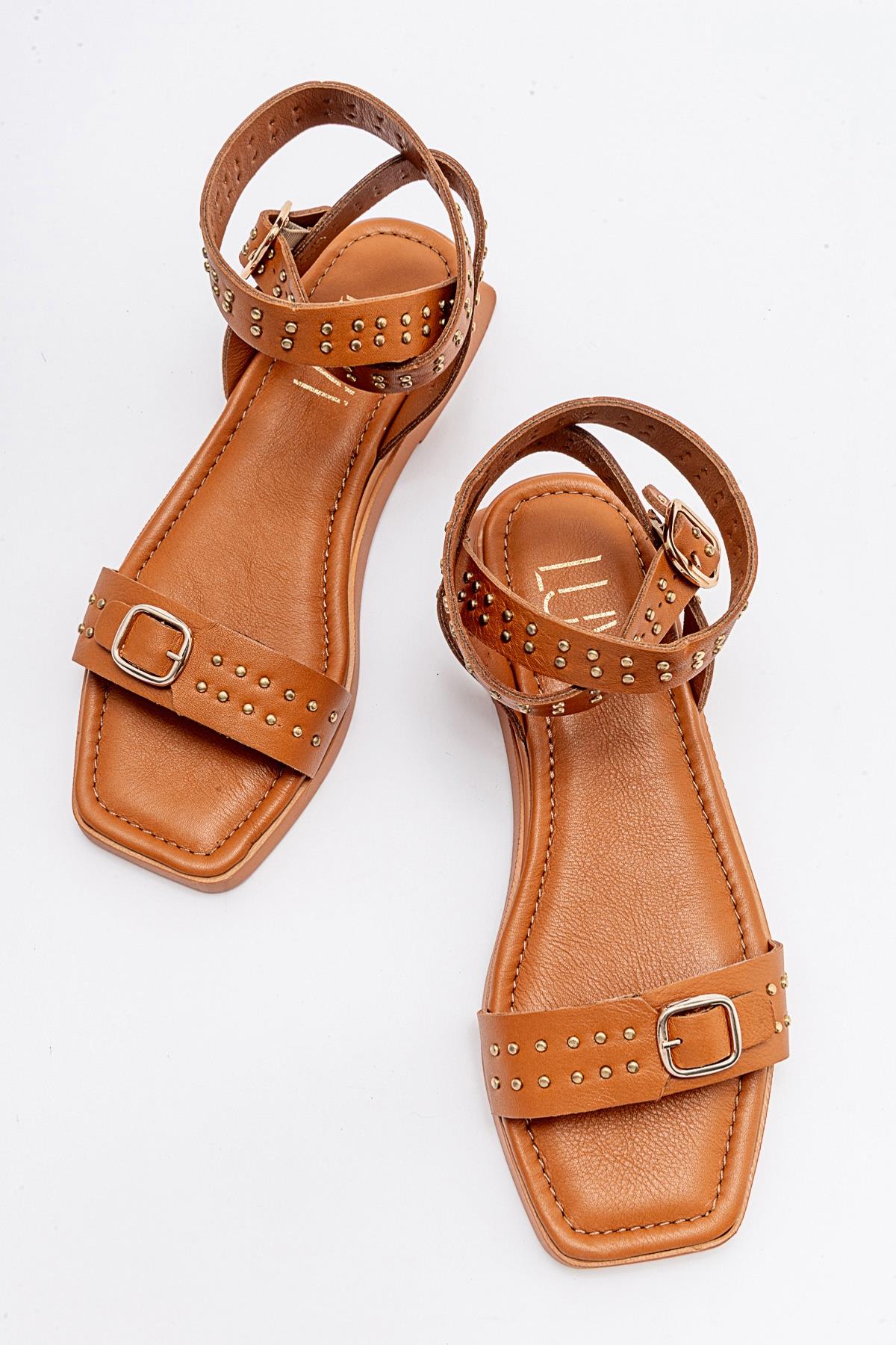 Carril - Cognac Brown Leather Sandal (Women) - Image 2