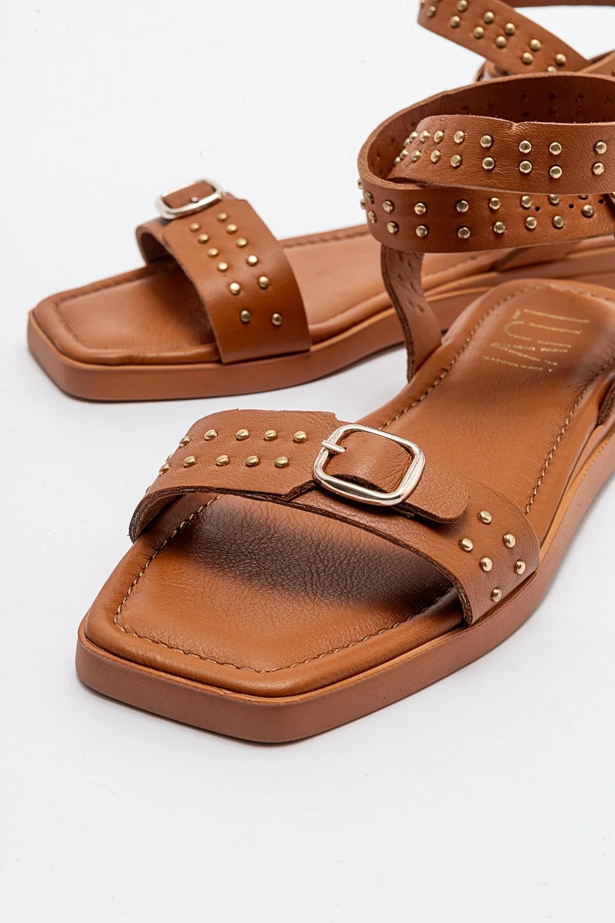 Carril - Cognac Brown Leather Sandal (Women) - Image 4
