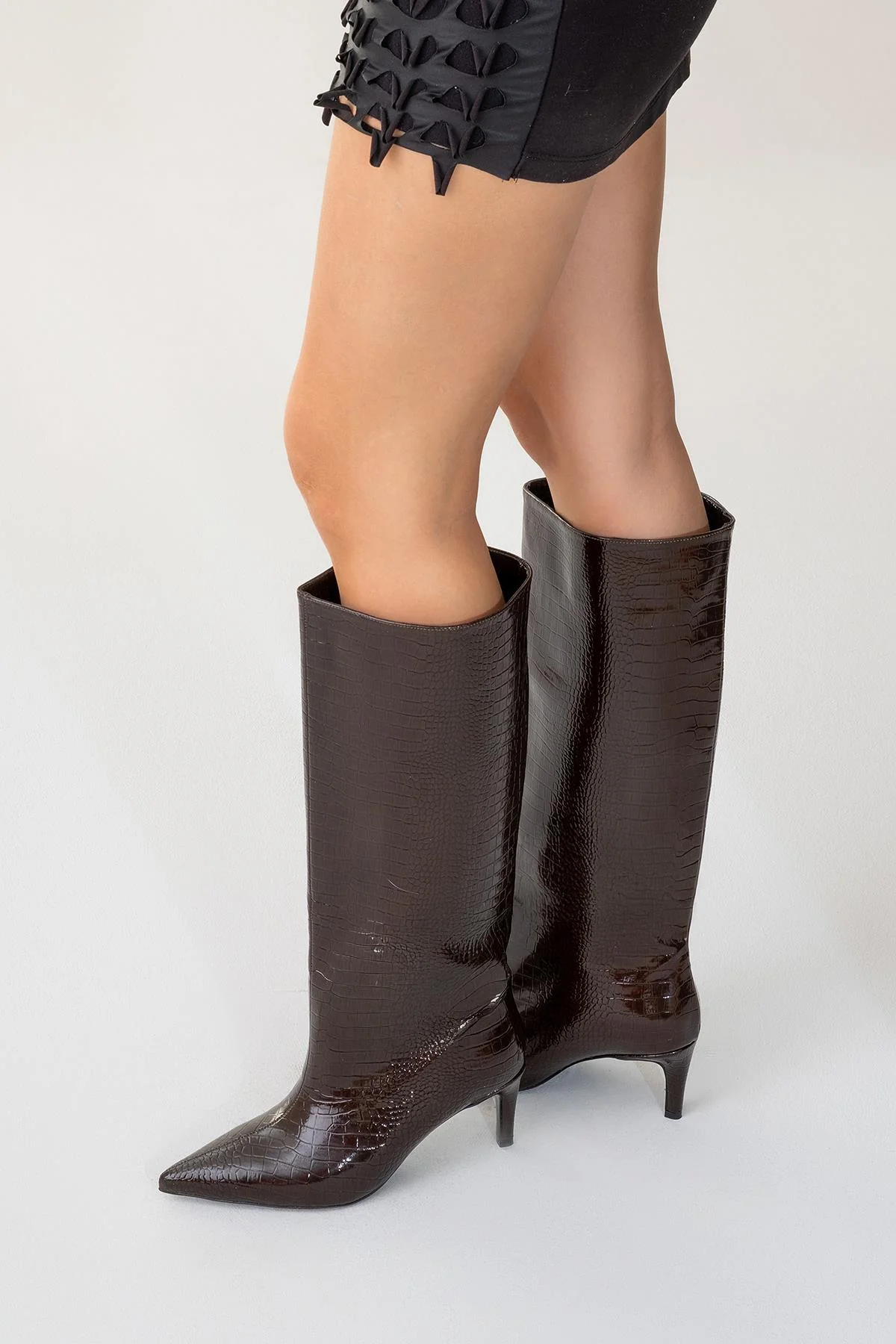 Cassandra Brown Pattern High‑Heel Boot (Women) - Image 8
