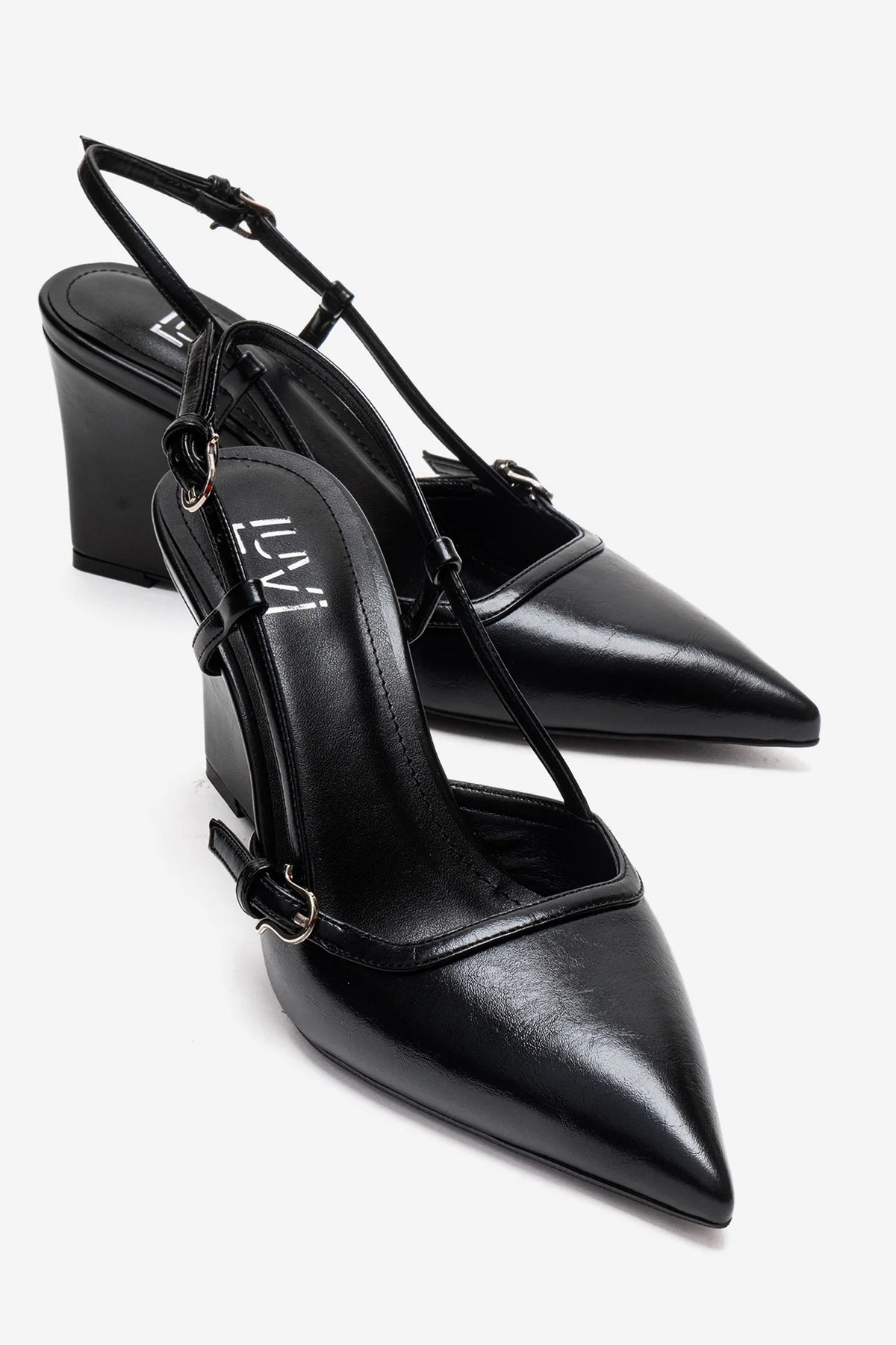 CELIA - Black Block Heel Pointed Toe Shoe (Women)