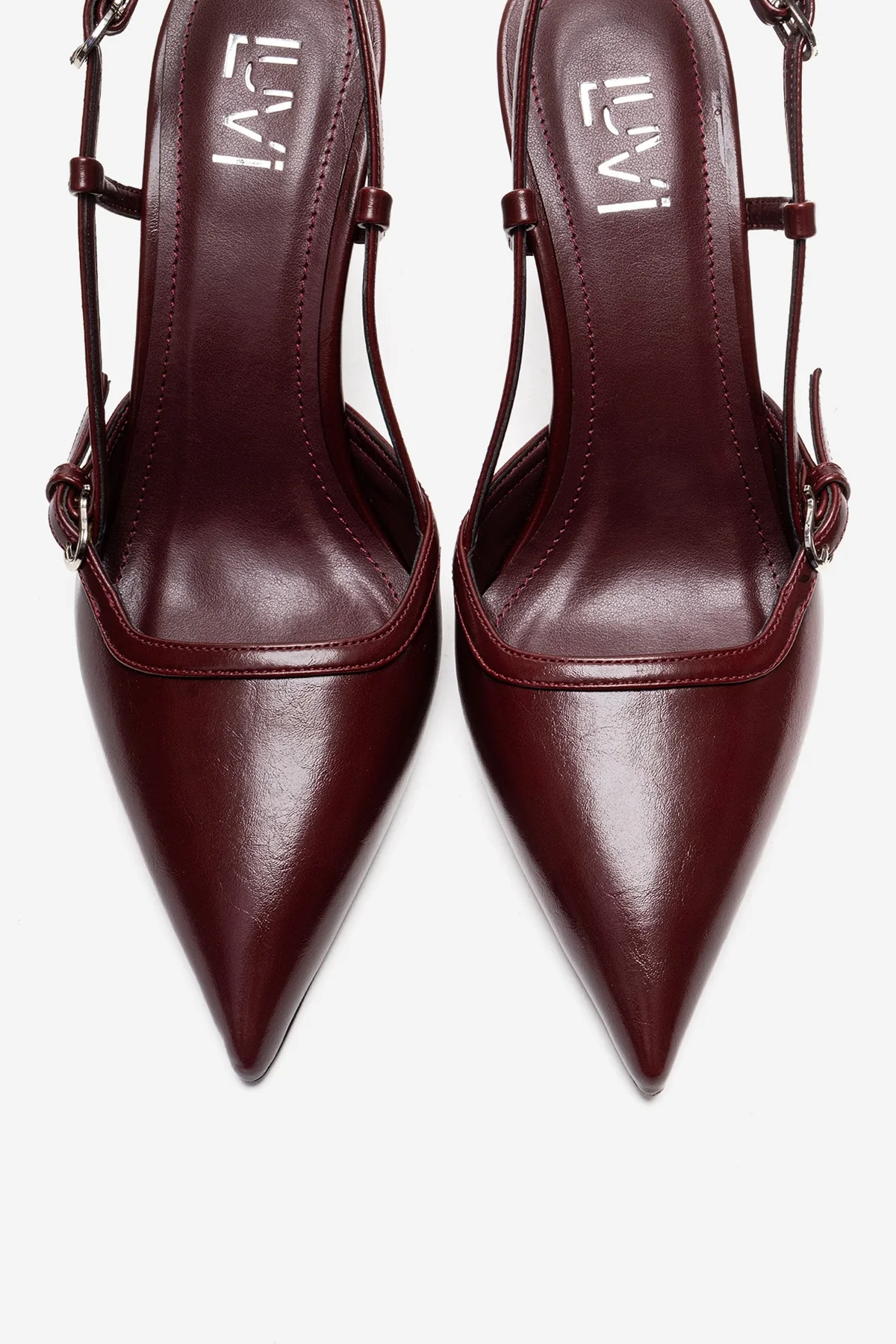 CELIA - Burgundy Genuine Leather Pointed Toe Wedge Heel Shoe (Women) - Image 2