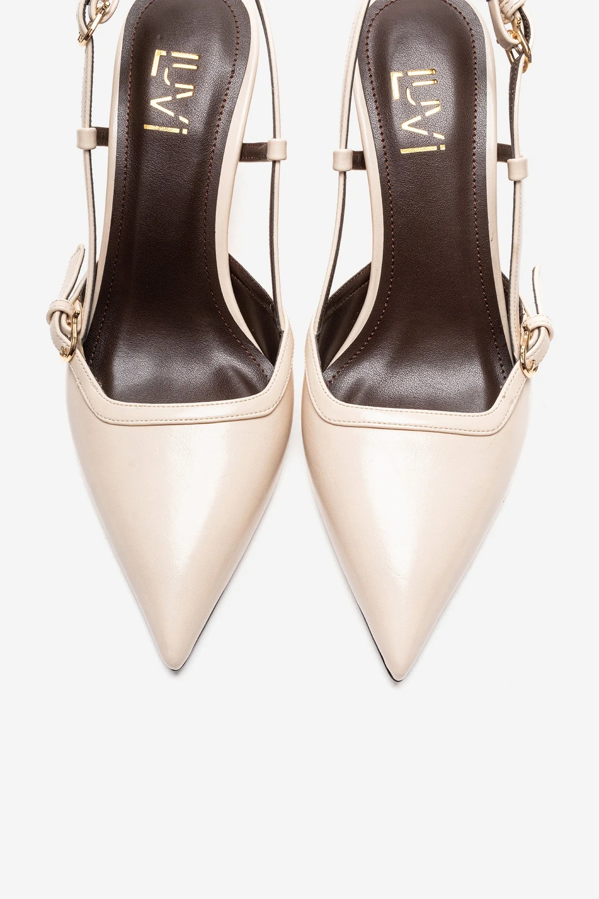 CELIA - Off-White Genuine Leather Pointed Toe Wedge Heel Shoe (Women) - Image 2