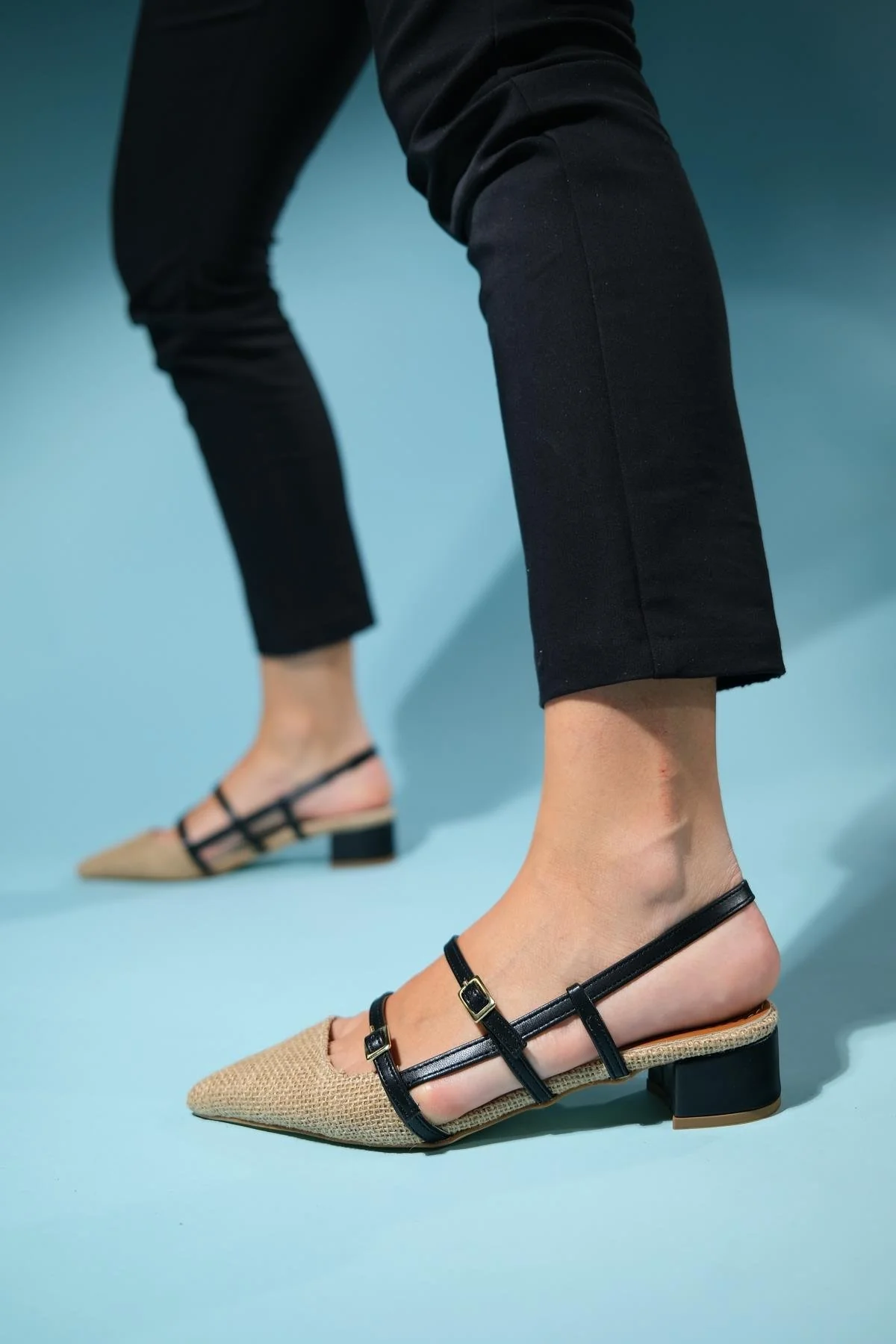 Cenova - Black Woven Heeled Sandal (Women)