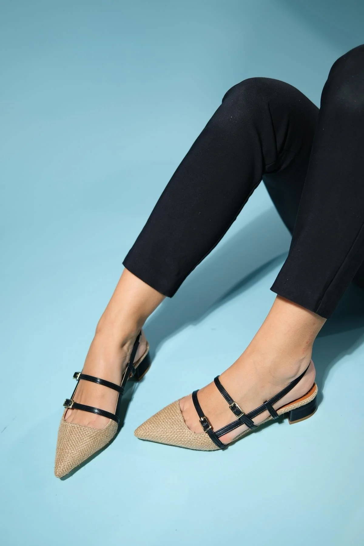 Cenova - Black Woven Heeled Sandal (Women) - Image 4