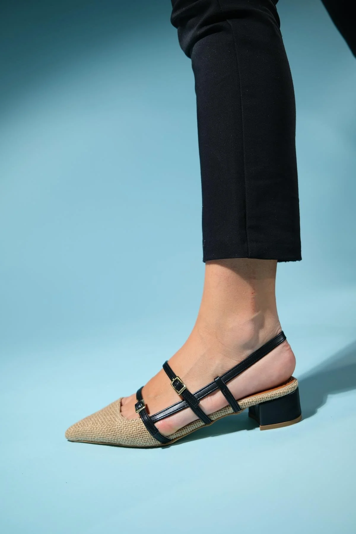 Cenova - Black Woven Heeled Sandal (Women) - Image 5