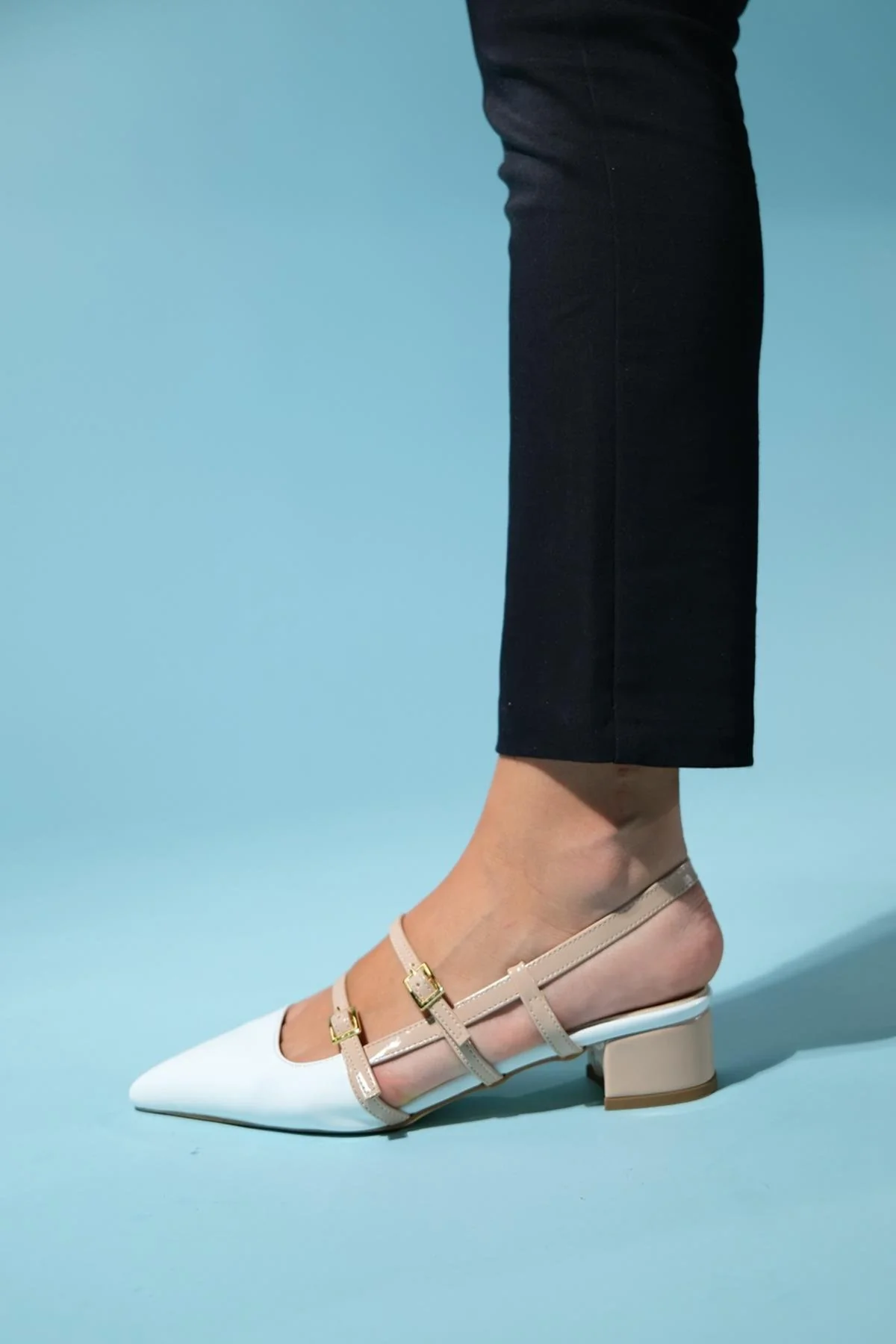 Cenova - White-Beige Patent Heeled Sandal (Women) - Image 6