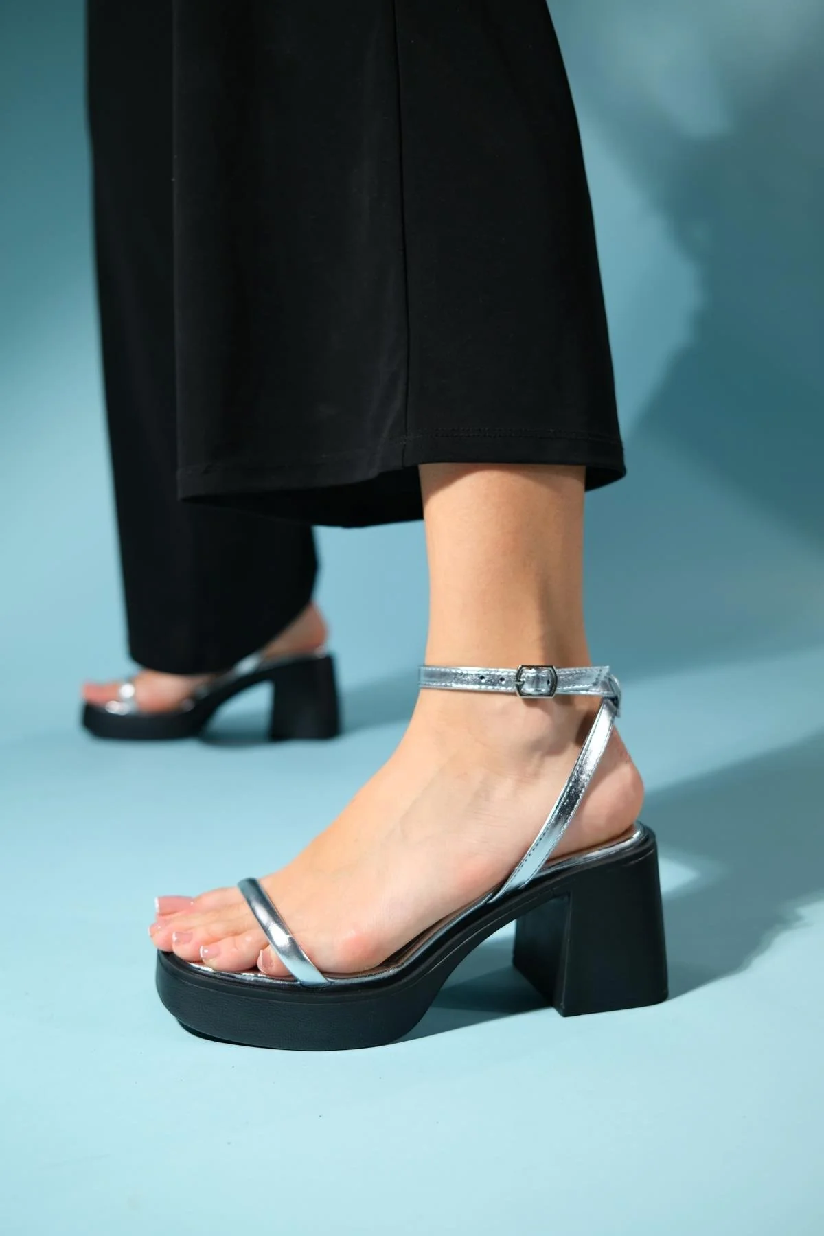 Cermen - Silver Platform Heel Sandal (Women) - Image 4