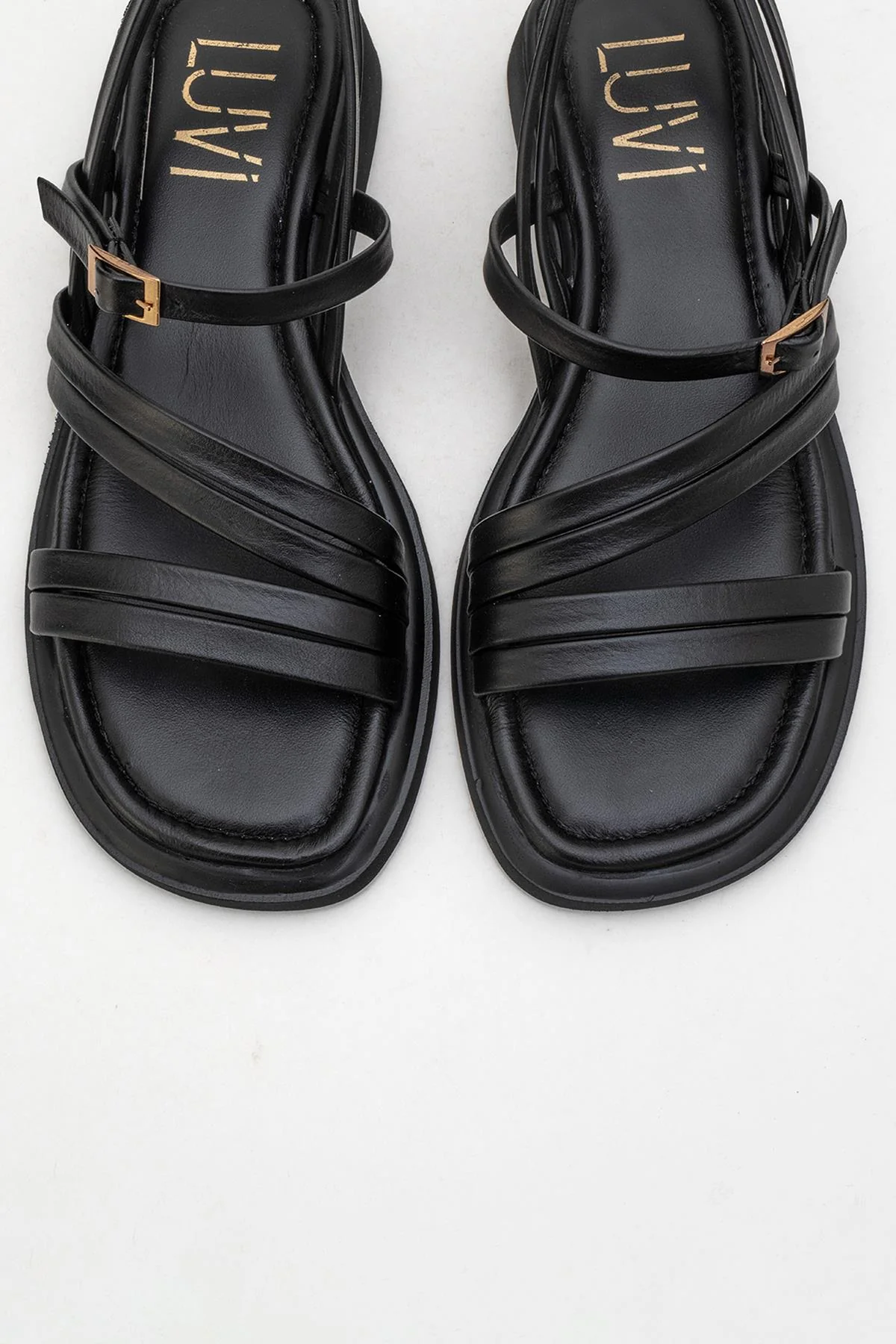 Cesar - Black Leather Sandals (Women) - Image 2