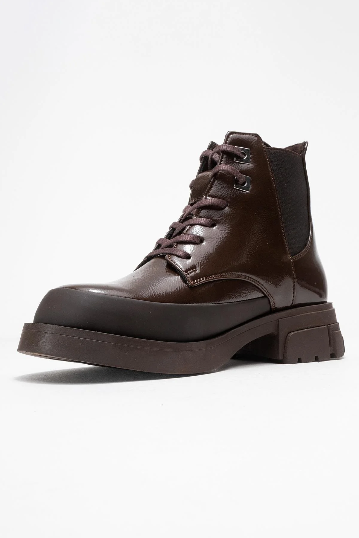 Challo - Brown Patent Lace-Up Ankle Boot (Women) - Image 4
