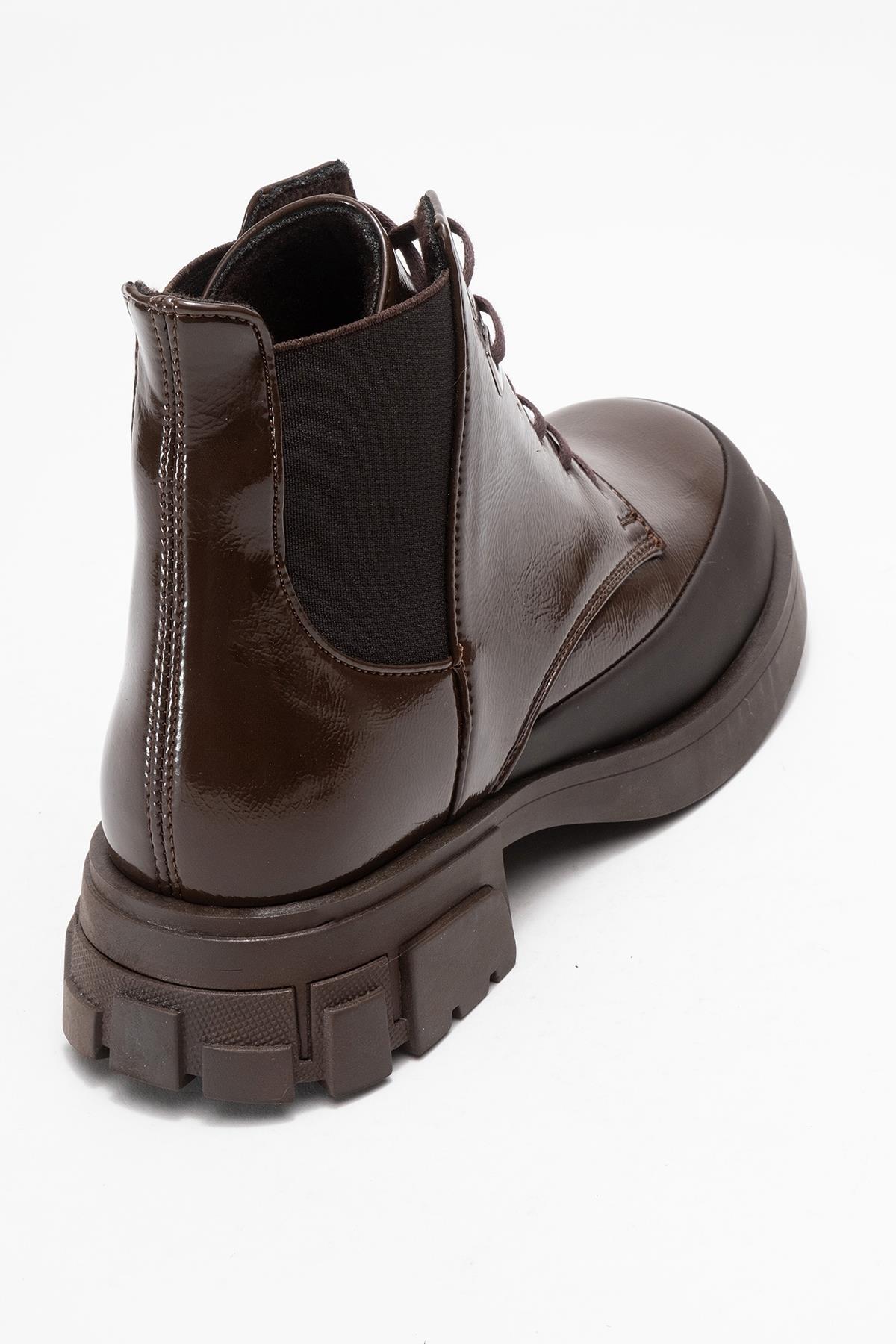 Challo - Brown Patent Lace-Up Ankle Boot (Women) - Image 5
