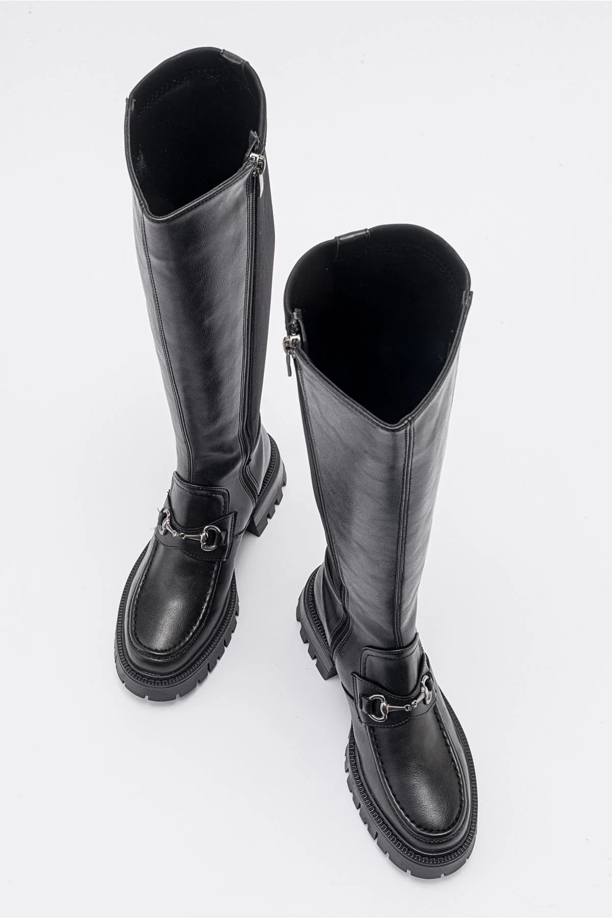 Chapel - Black Buckled Stretch-Detail Boot (Women) - Image 2