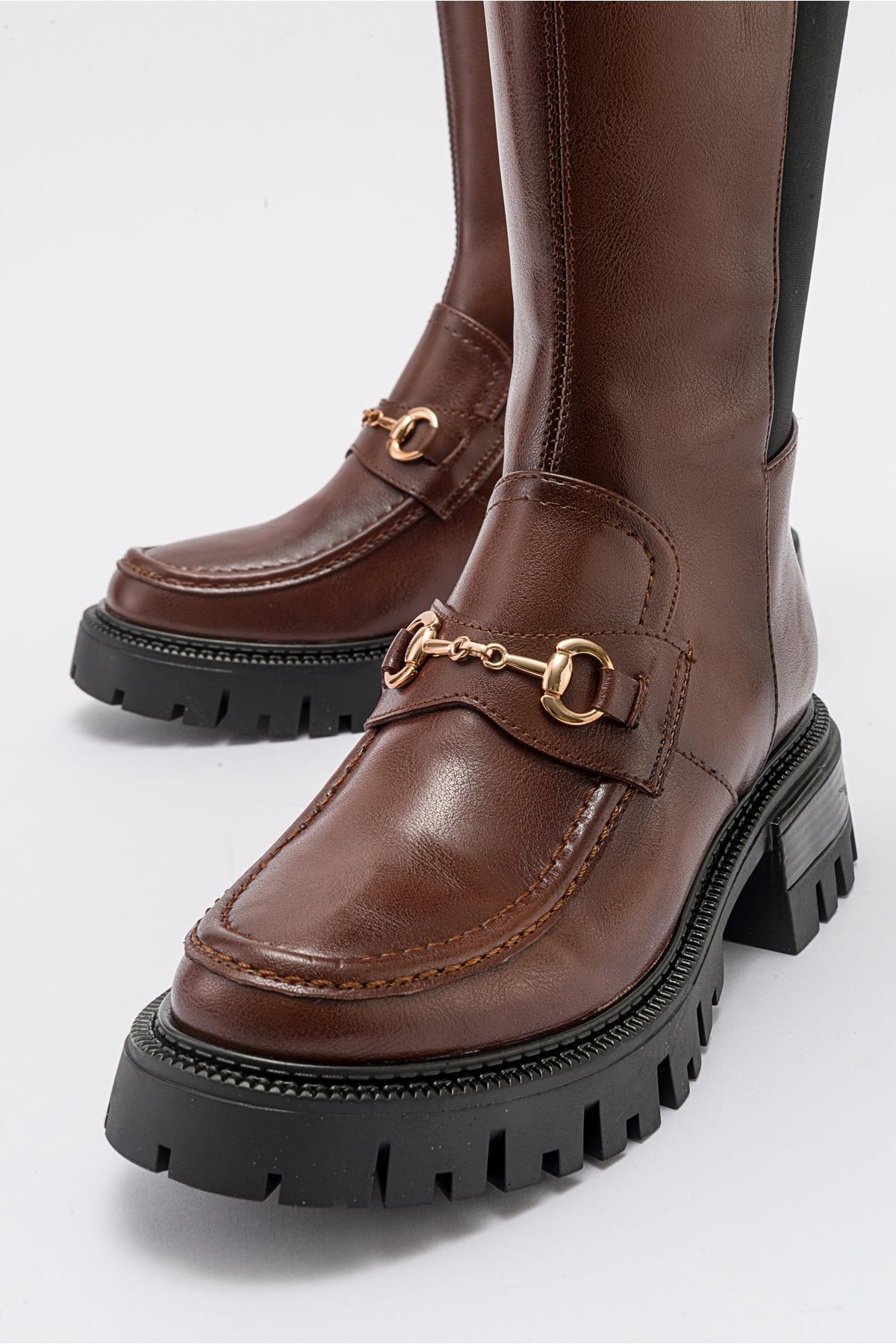 Chapel - Cognac Buckle Stretch Boot (Women) - Image 4