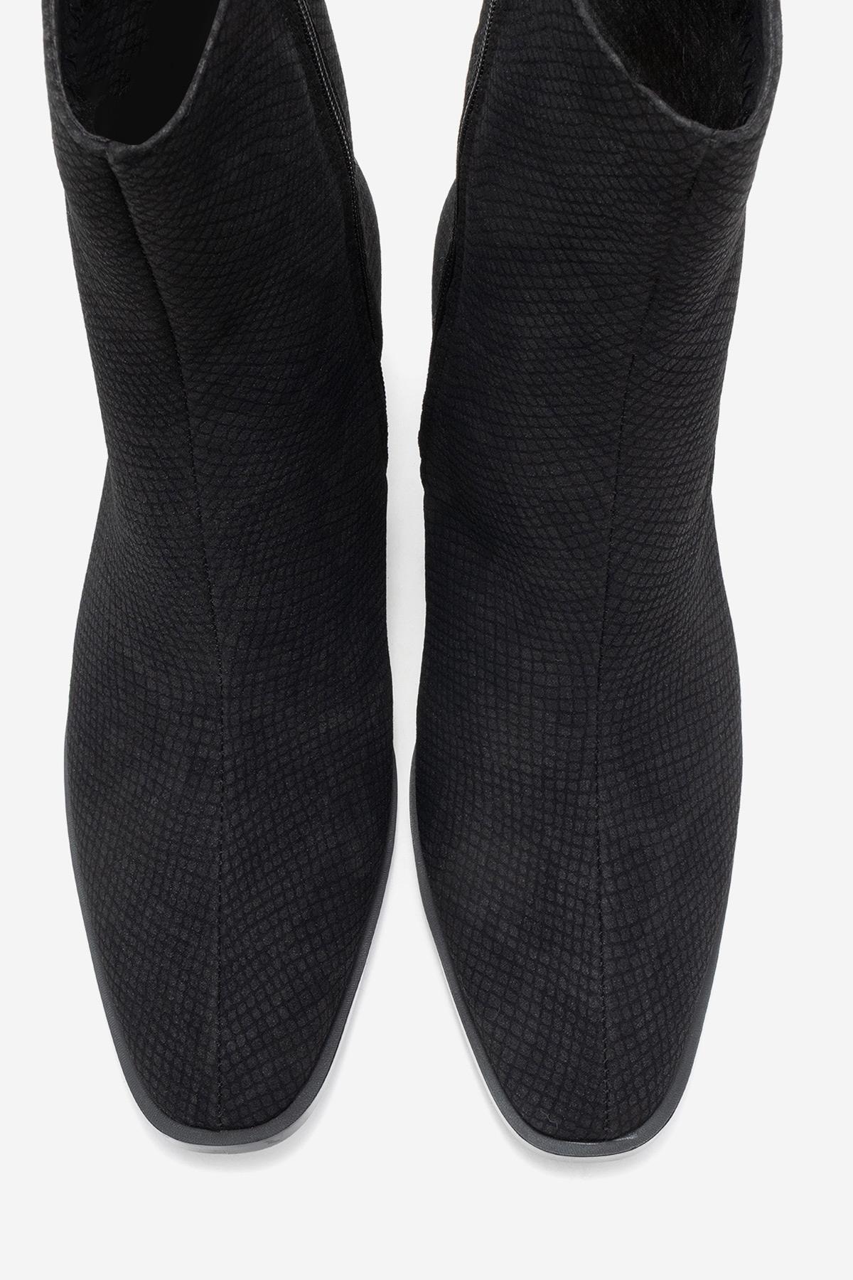 Chara - Black Patterned Block Heel Boot (Women) - Image 2