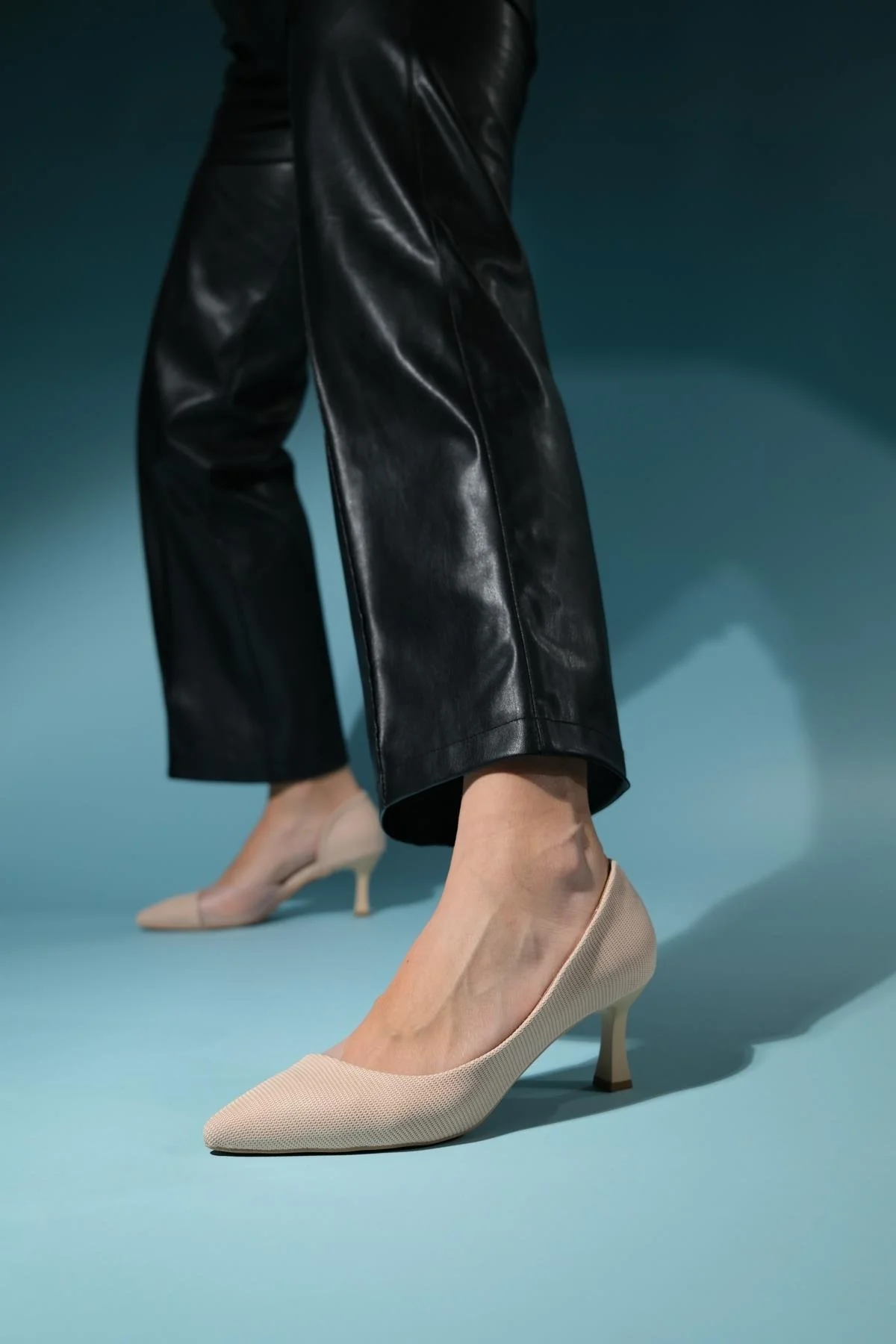Chevy - Nude Striped Heeled Shoe (Women) - Image 3