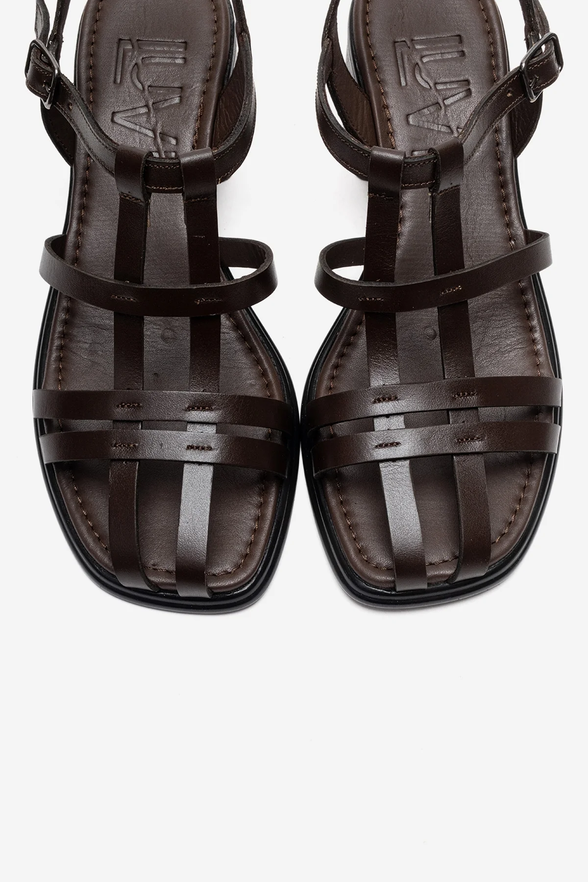 Cielos - Brown Genuine Leather Block Heel Sandal (Women) - Image 2