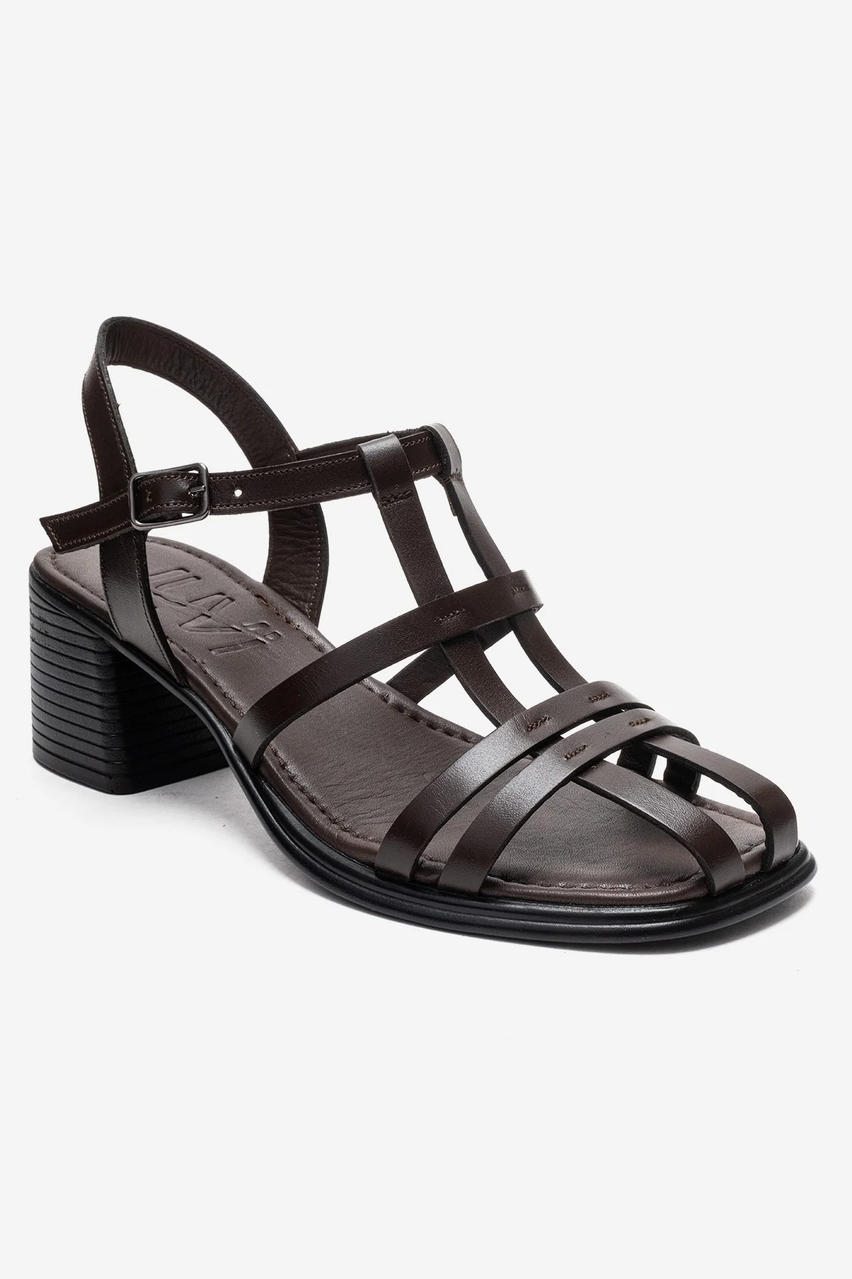Cielos - Brown Genuine Leather Block Heel Sandal (Women) - Image 3
