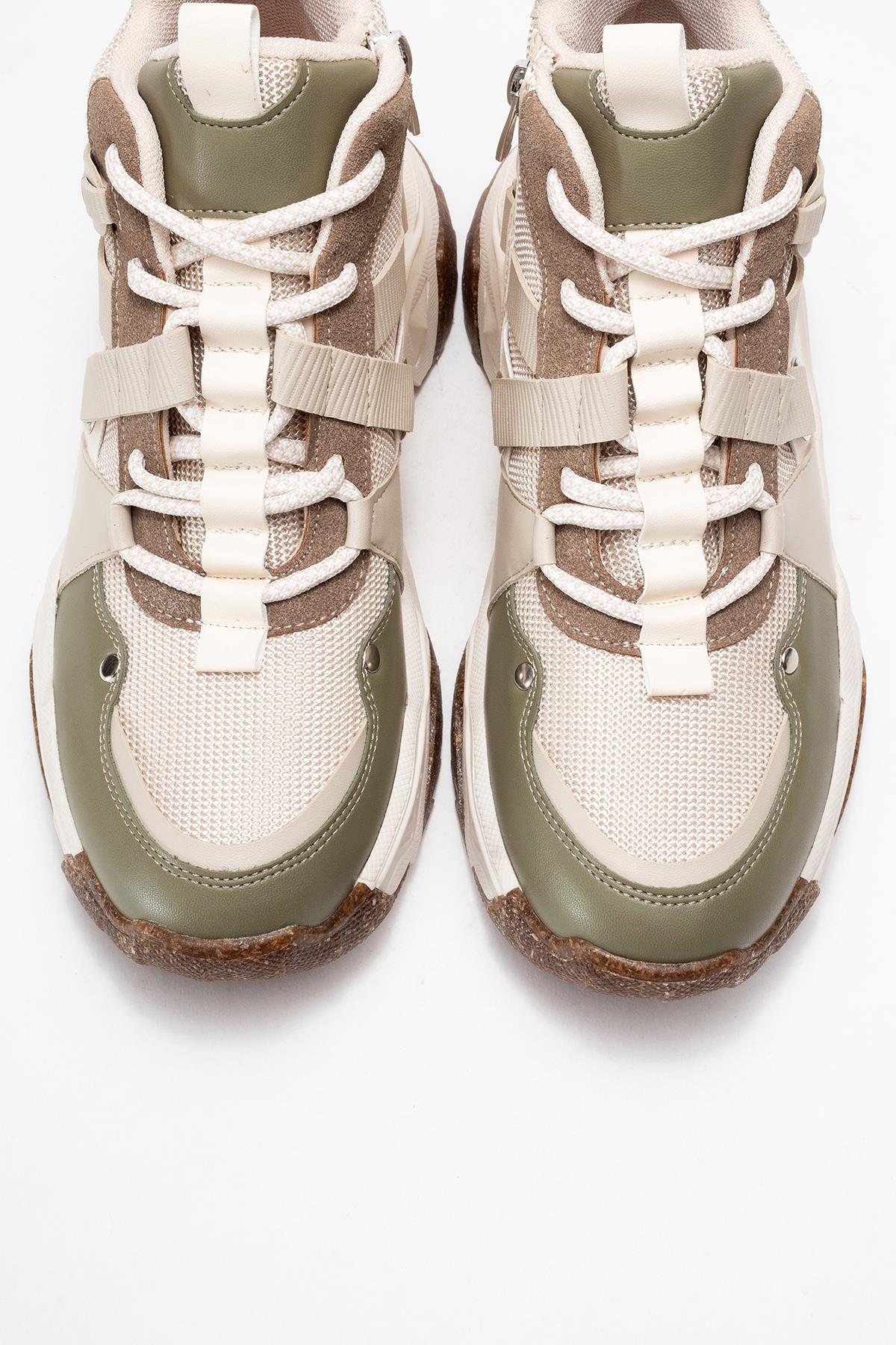 Seraphine - Beige Green Zip Lace-Up Sport Boot (Women) - Image 2