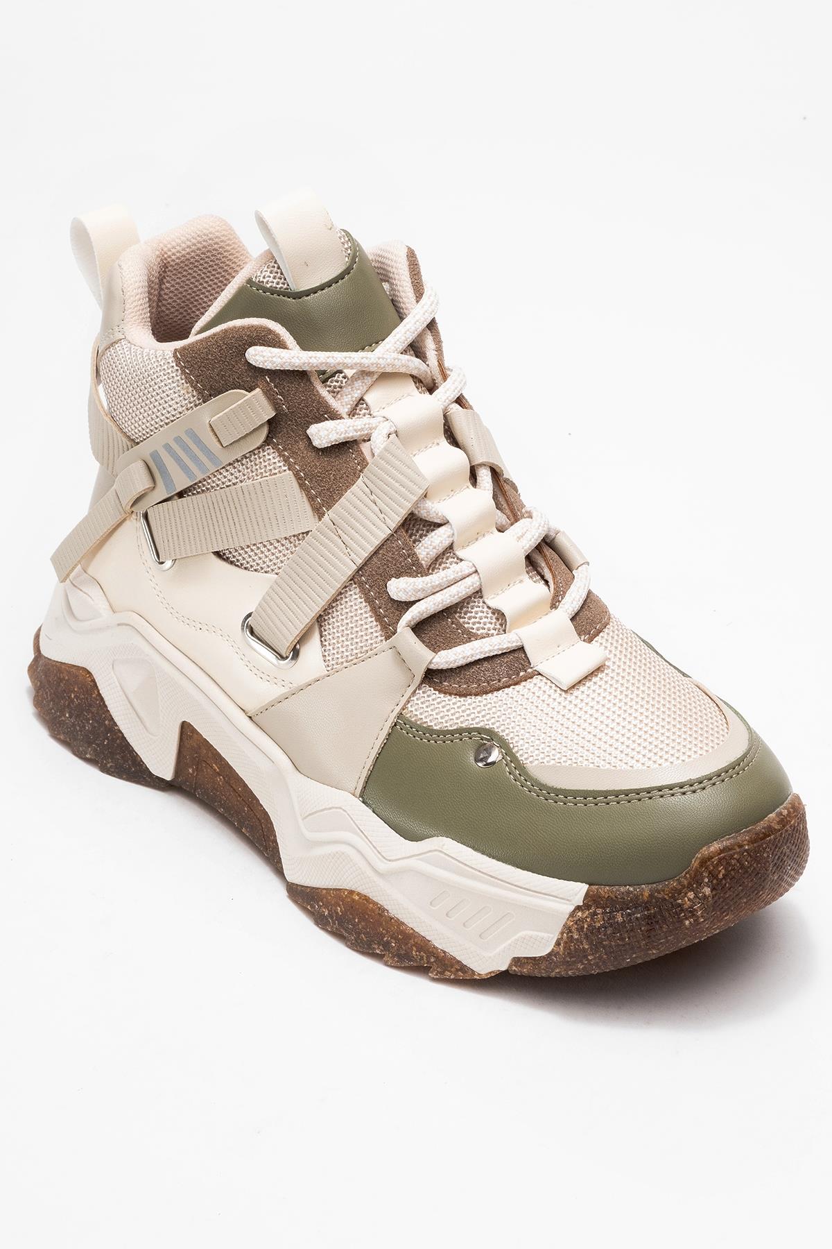 Seraphine - Beige Green Zip Lace-Up Sport Boot (Women) - Image 3