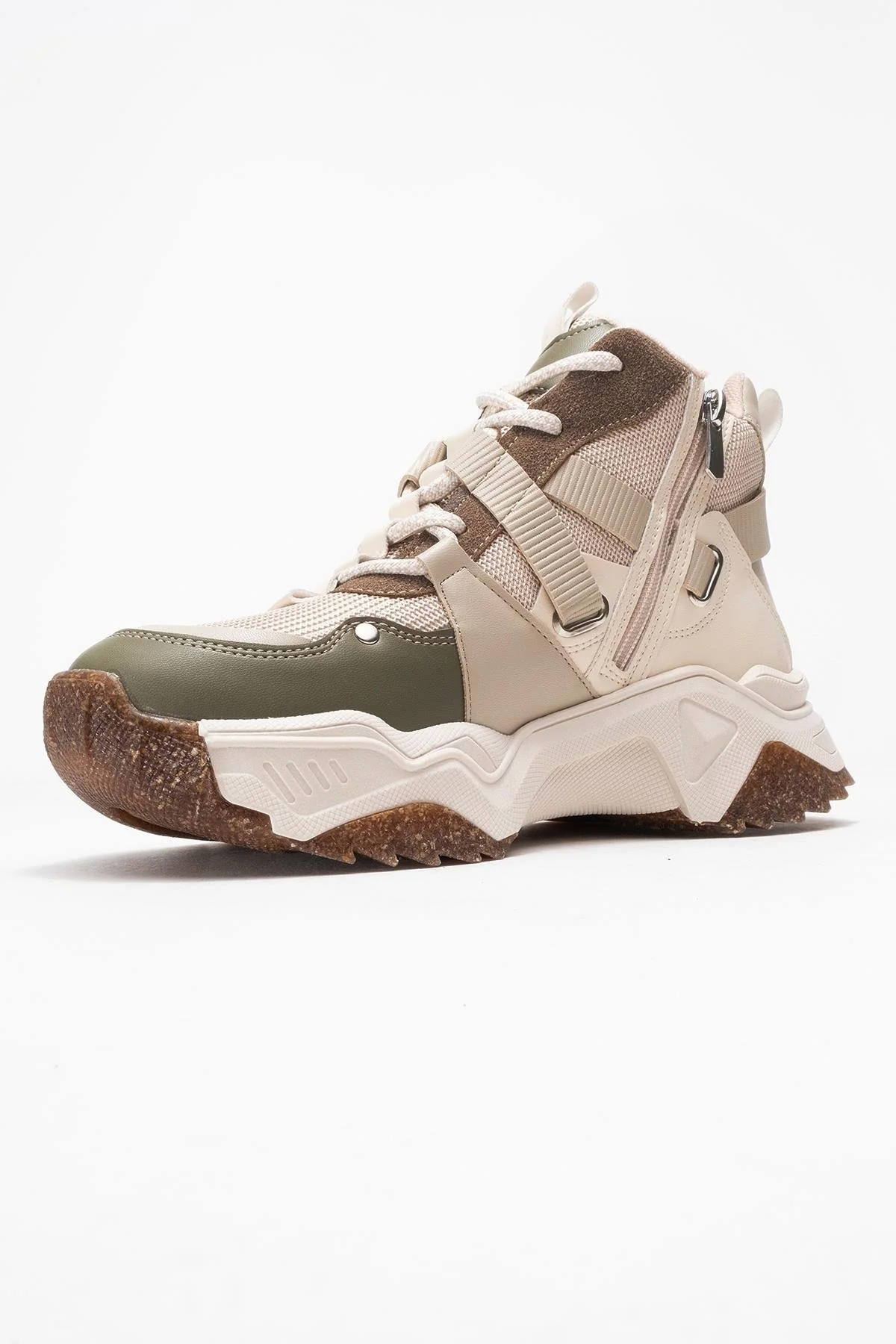 Seraphine - Beige Green Zip Lace-Up Sport Boot (Women) - Image 4