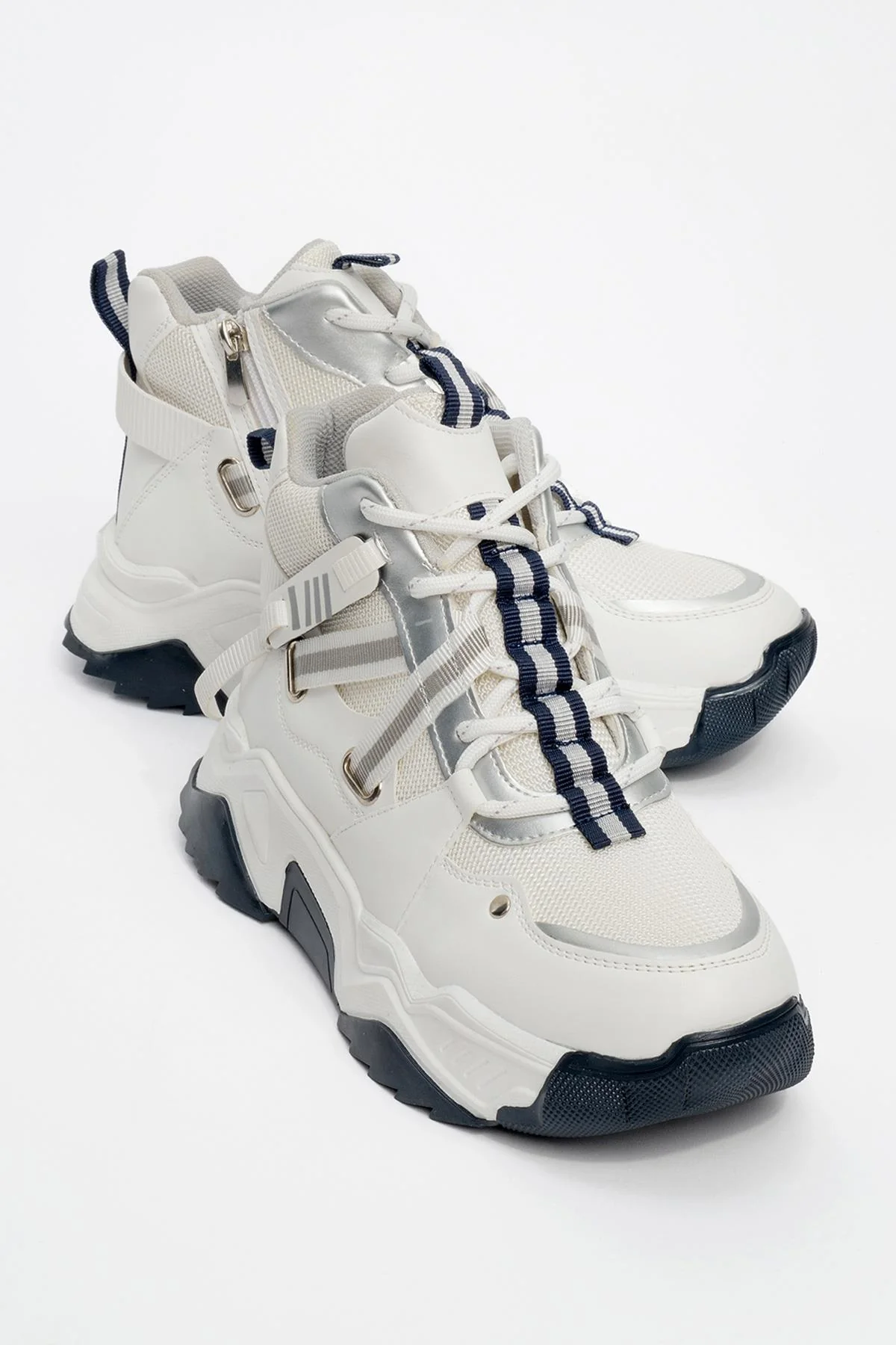Seraphine - White Navy Zippered And Lace-Up Women's Sport Boot (Women)