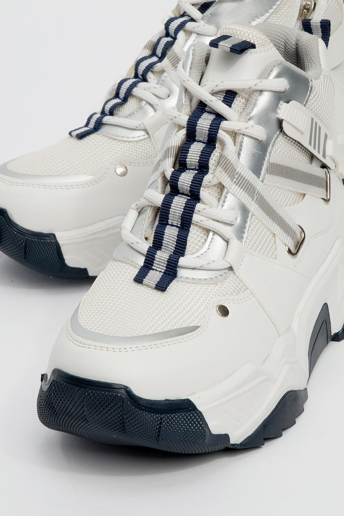 Seraphine - White Navy Zippered And Lace-Up Women's Sport Boot (Women) - Image 3
