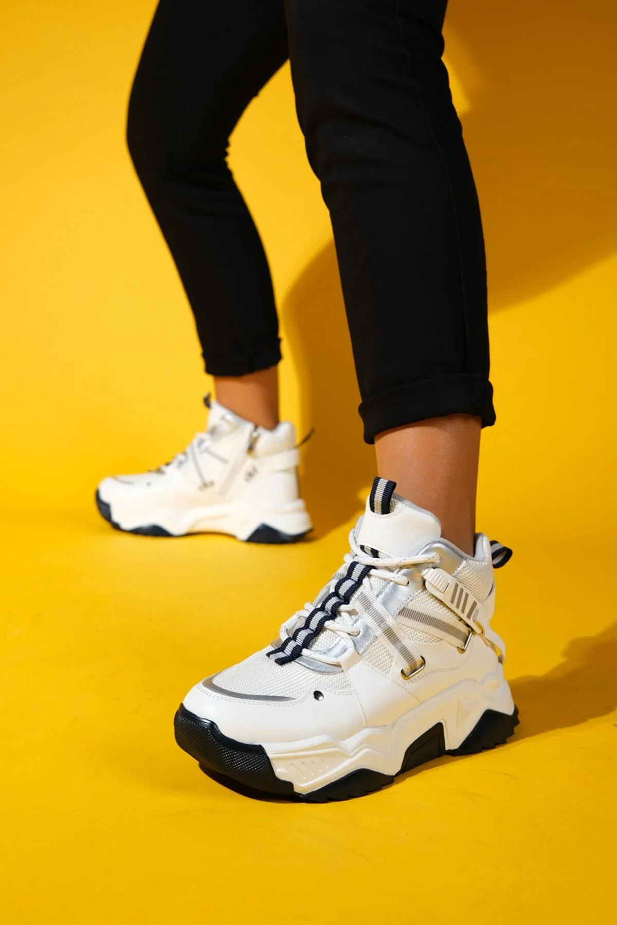 Seraphine - White Navy Zippered And Lace-Up Women's Sport Boot (Women) - Image 6