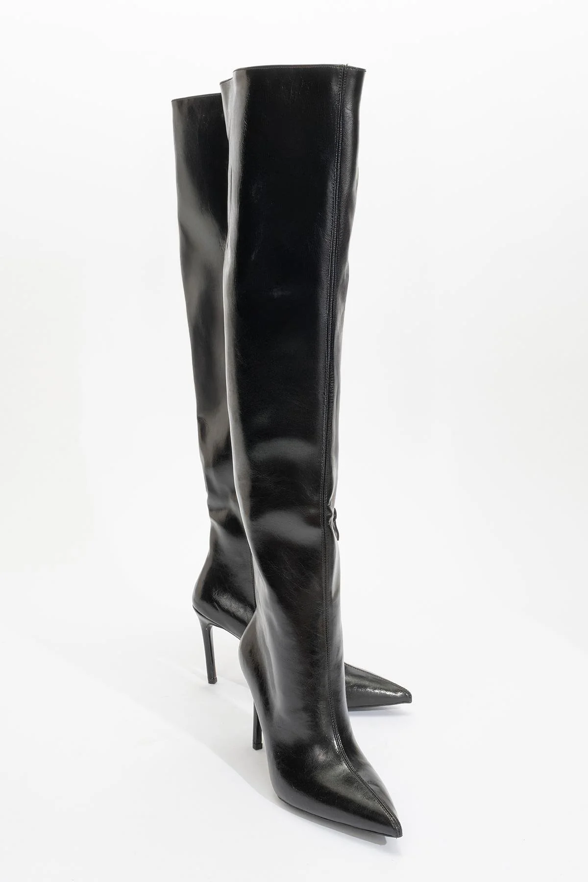 Cleja - Black Slim Heel Over-The-Knee Boot (Women)