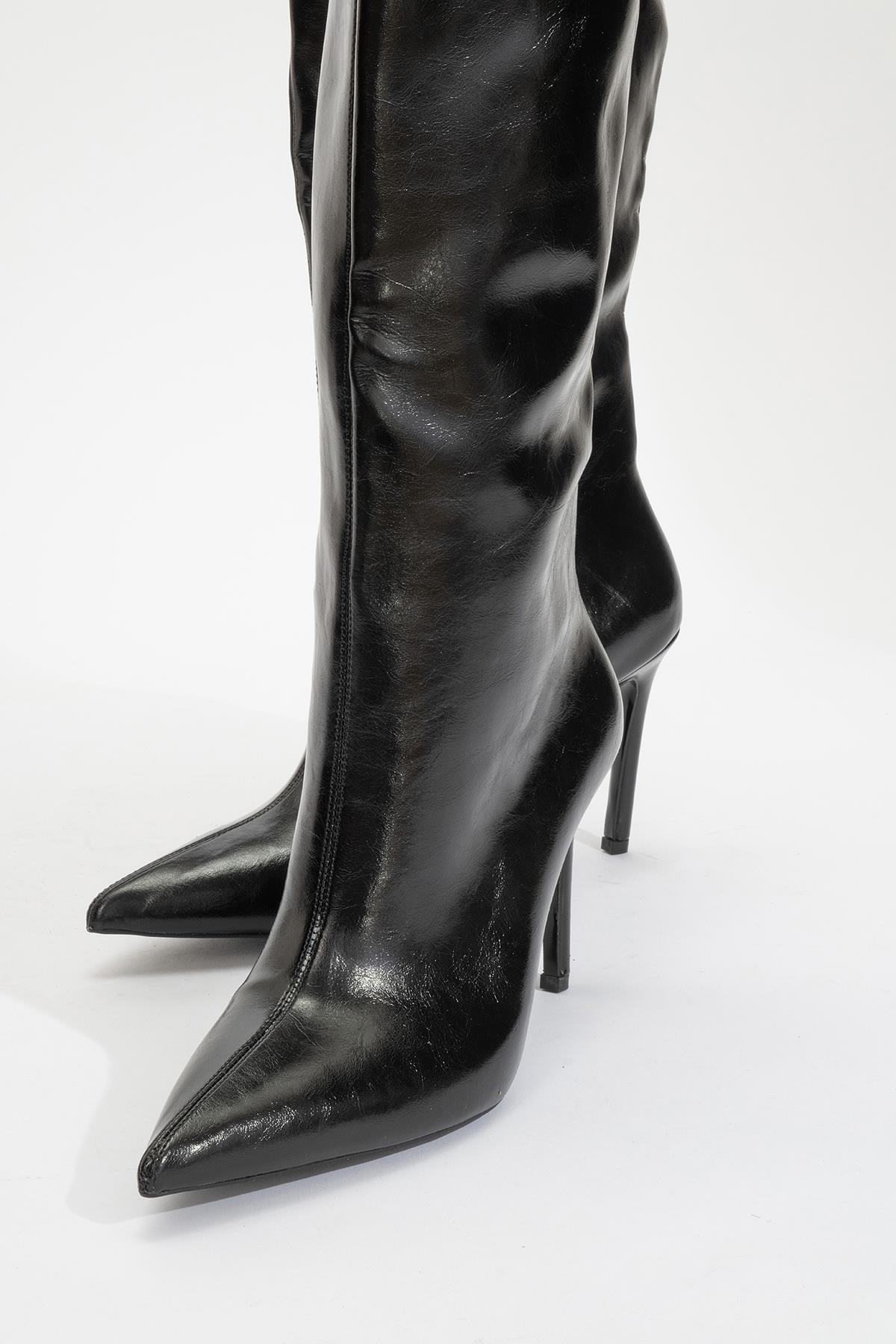 Cleja - Black Slim Heel Over-The-Knee Boot (Women) - Image 4