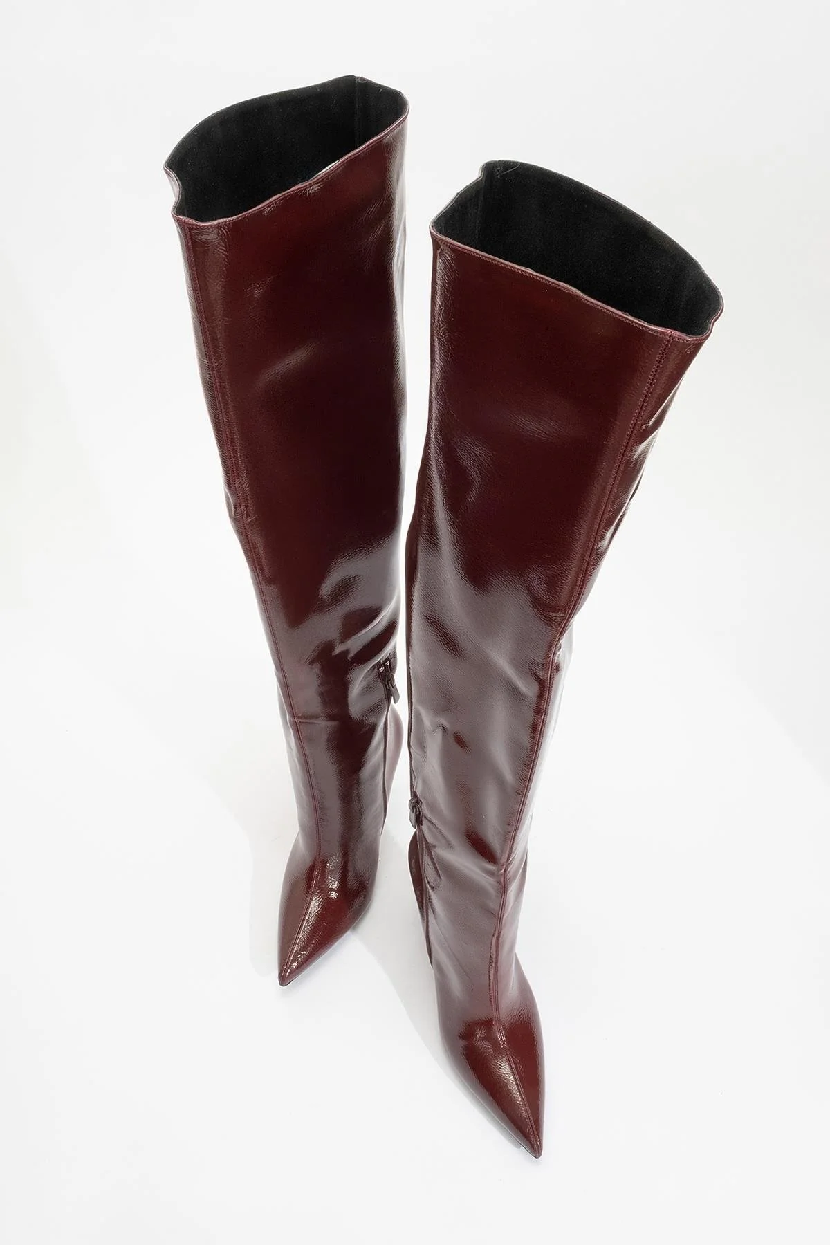 Cleja - Burgundy Patent Stiletto Heel Over-The-Knee Boot (Women) - Image 3