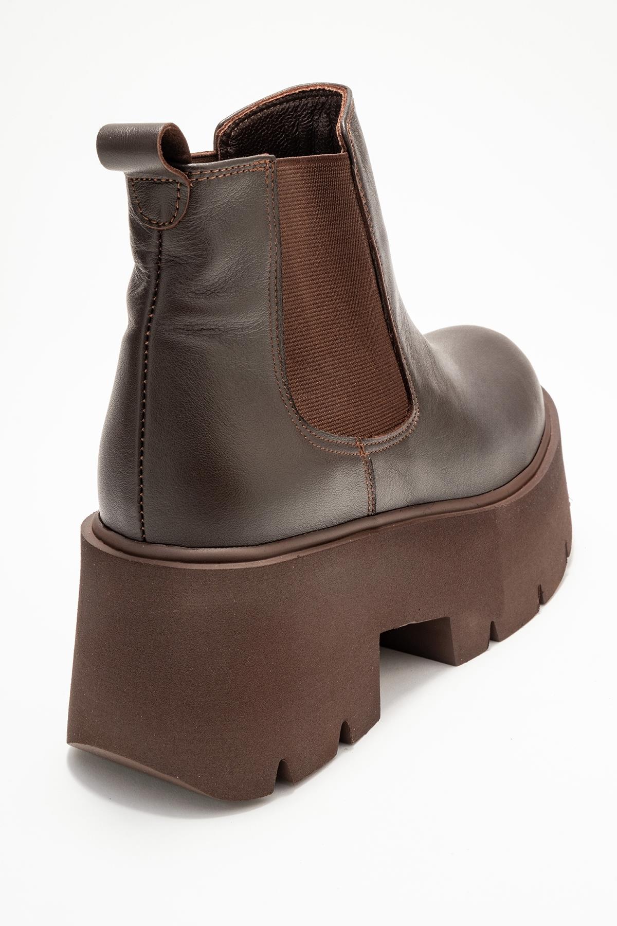 Clen - Brown Genuine Leather Elastic-Sided Platform Boot (Women) - Image 5