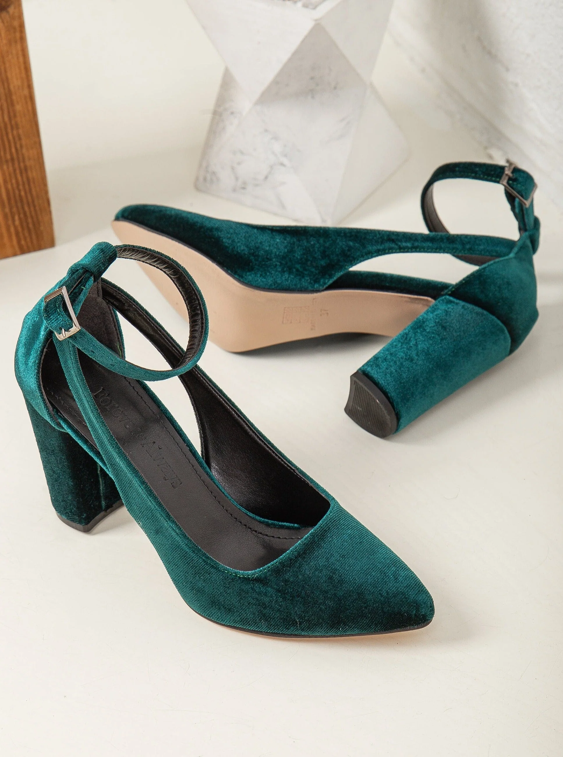 Colette - Emerald Green Velvet Heels - Image 5